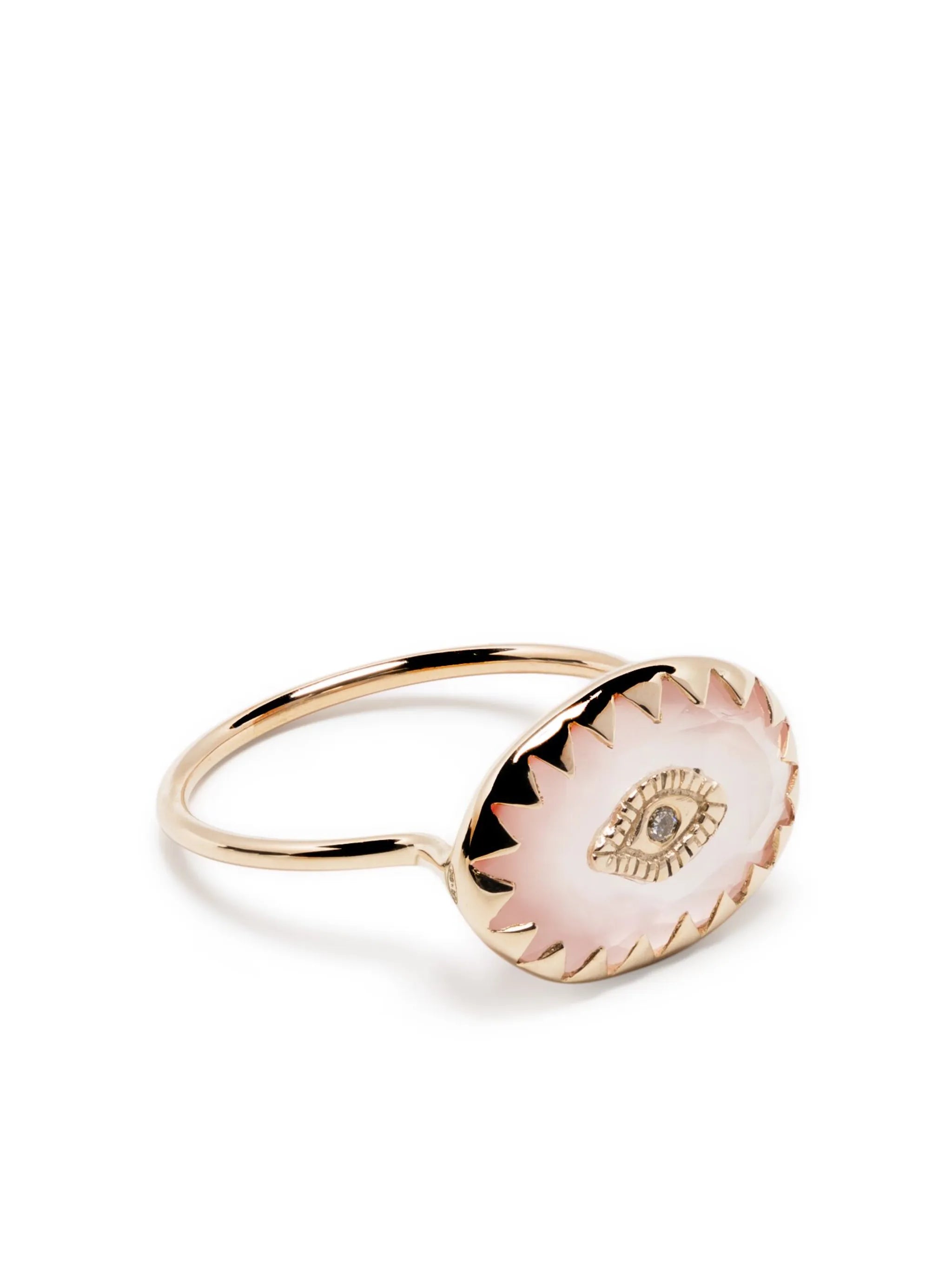 9kt yellow gold Souad quartz and diamond ring