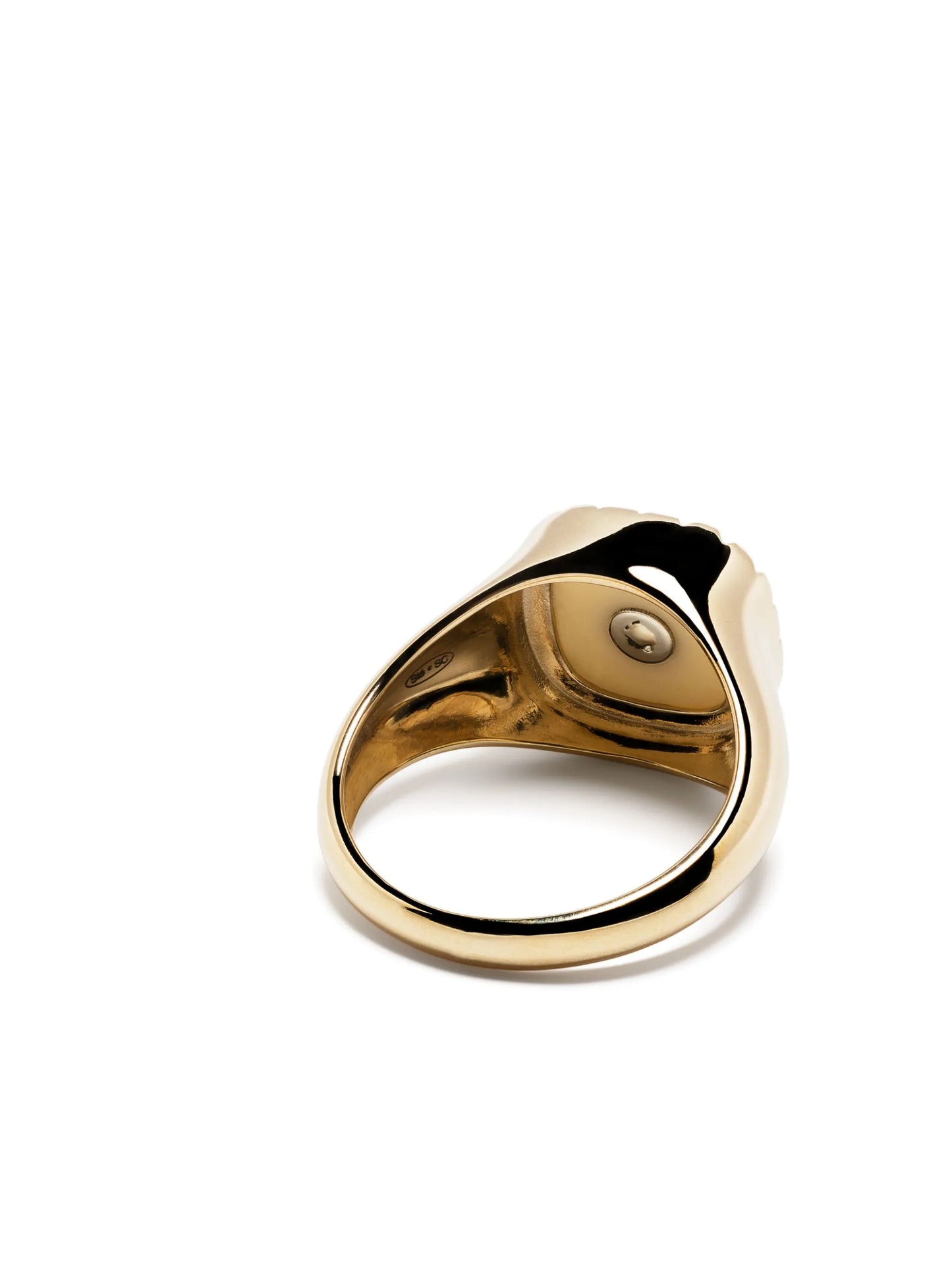 9kt yellow gold Pierrot diamond signet ring
