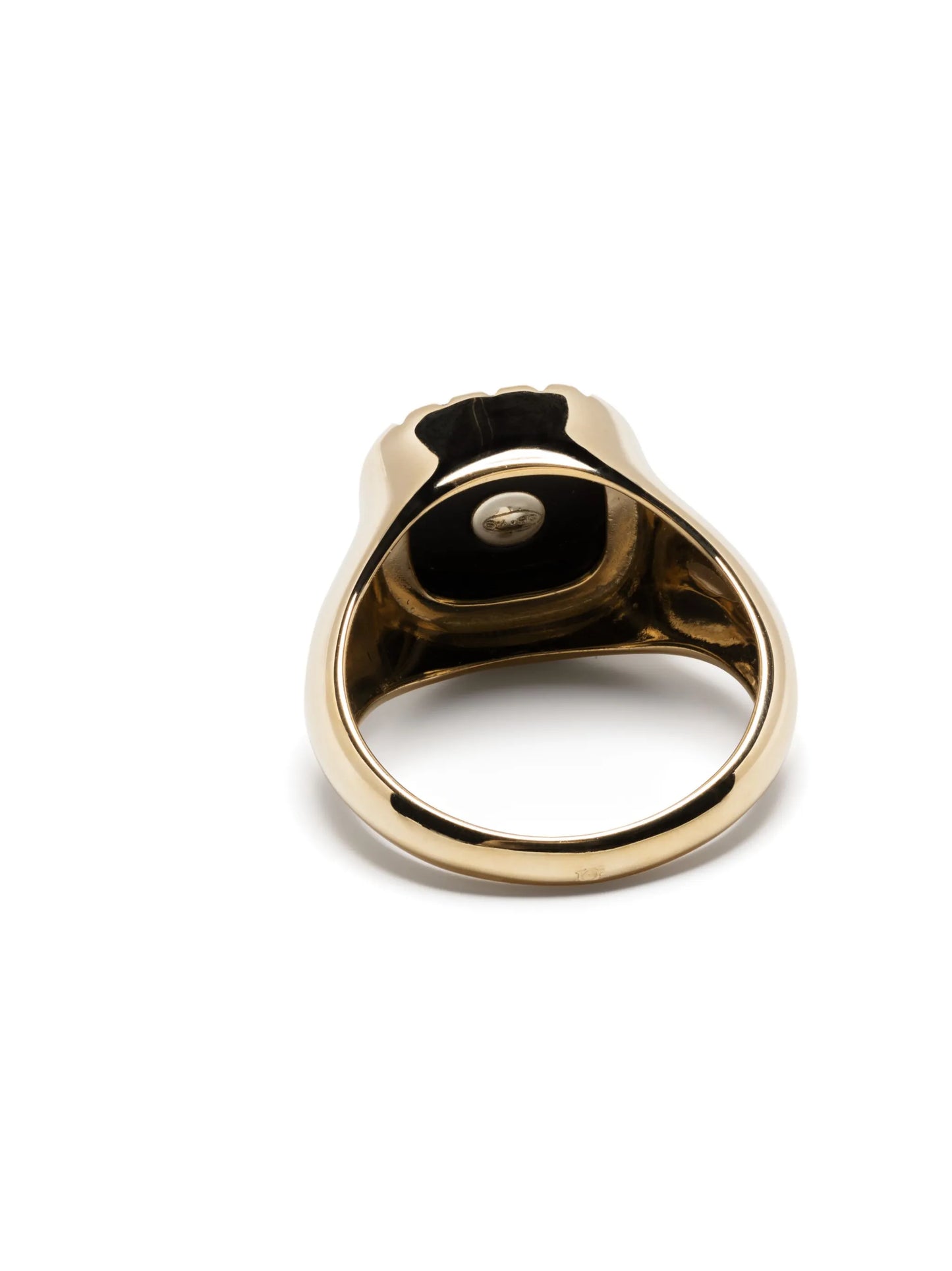 9kt yellow gold Pierrot diamond signet ring