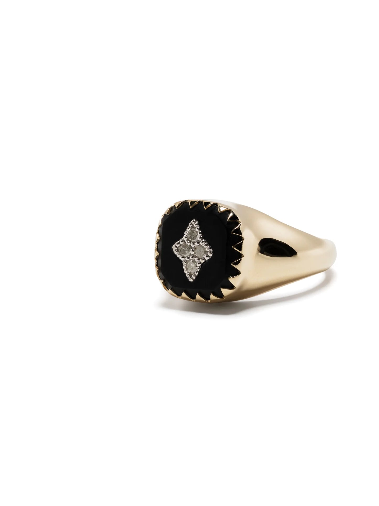 9kt yellow gold Pierrot diamond signet ring