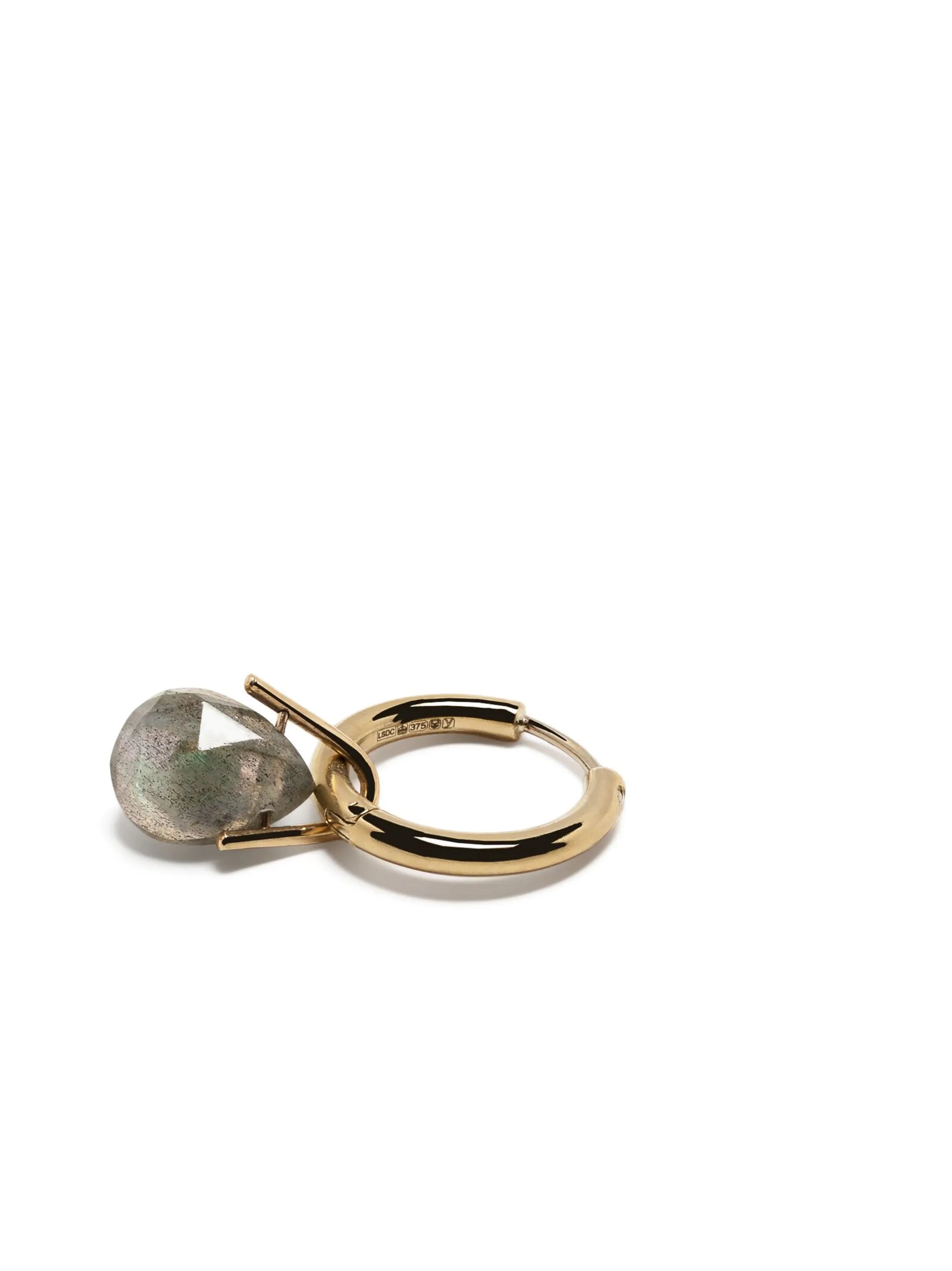 9kt yellow gold Orso labradorite hoop earring