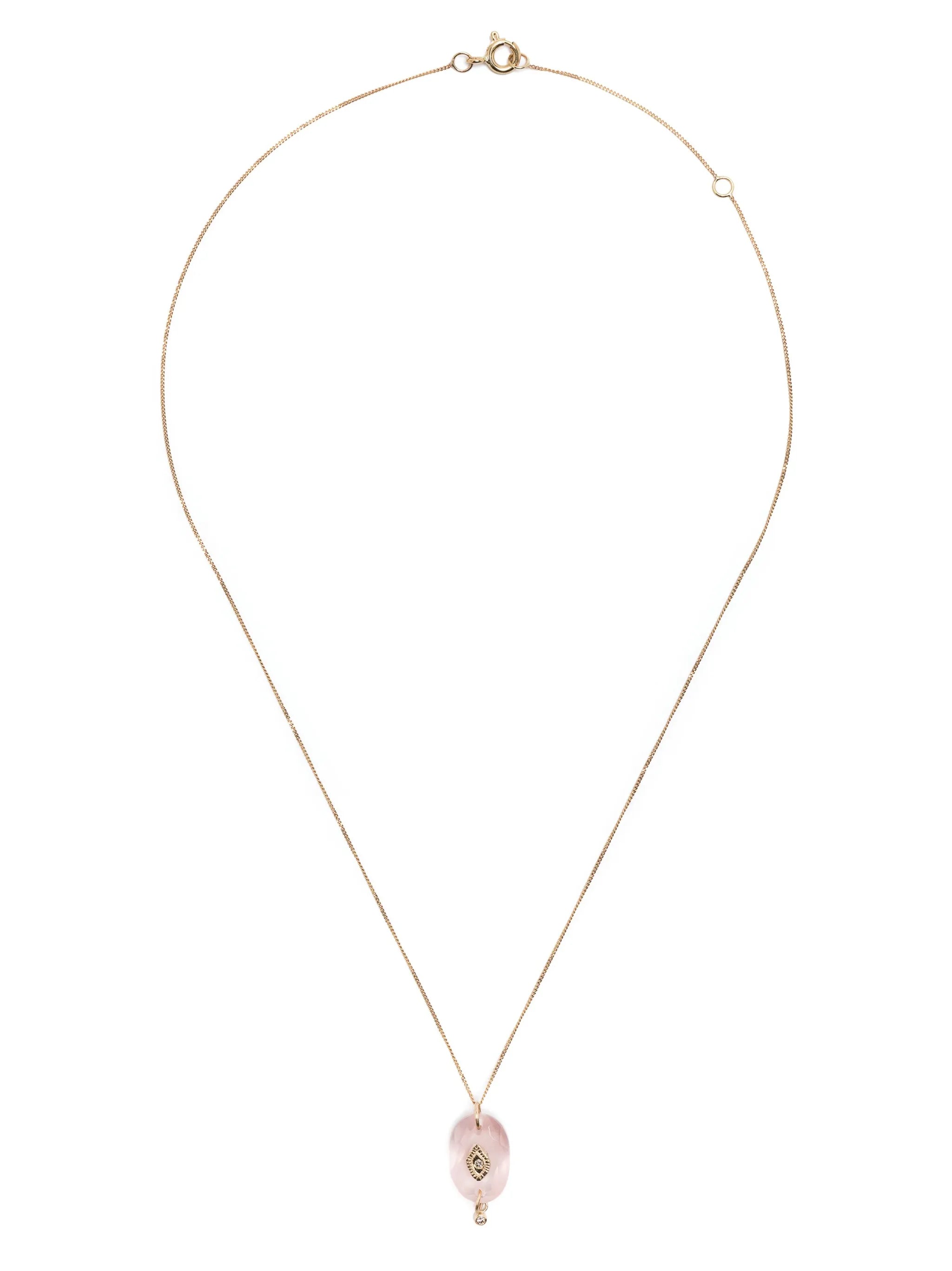 9kt yellow gold quartz and diamond necklace