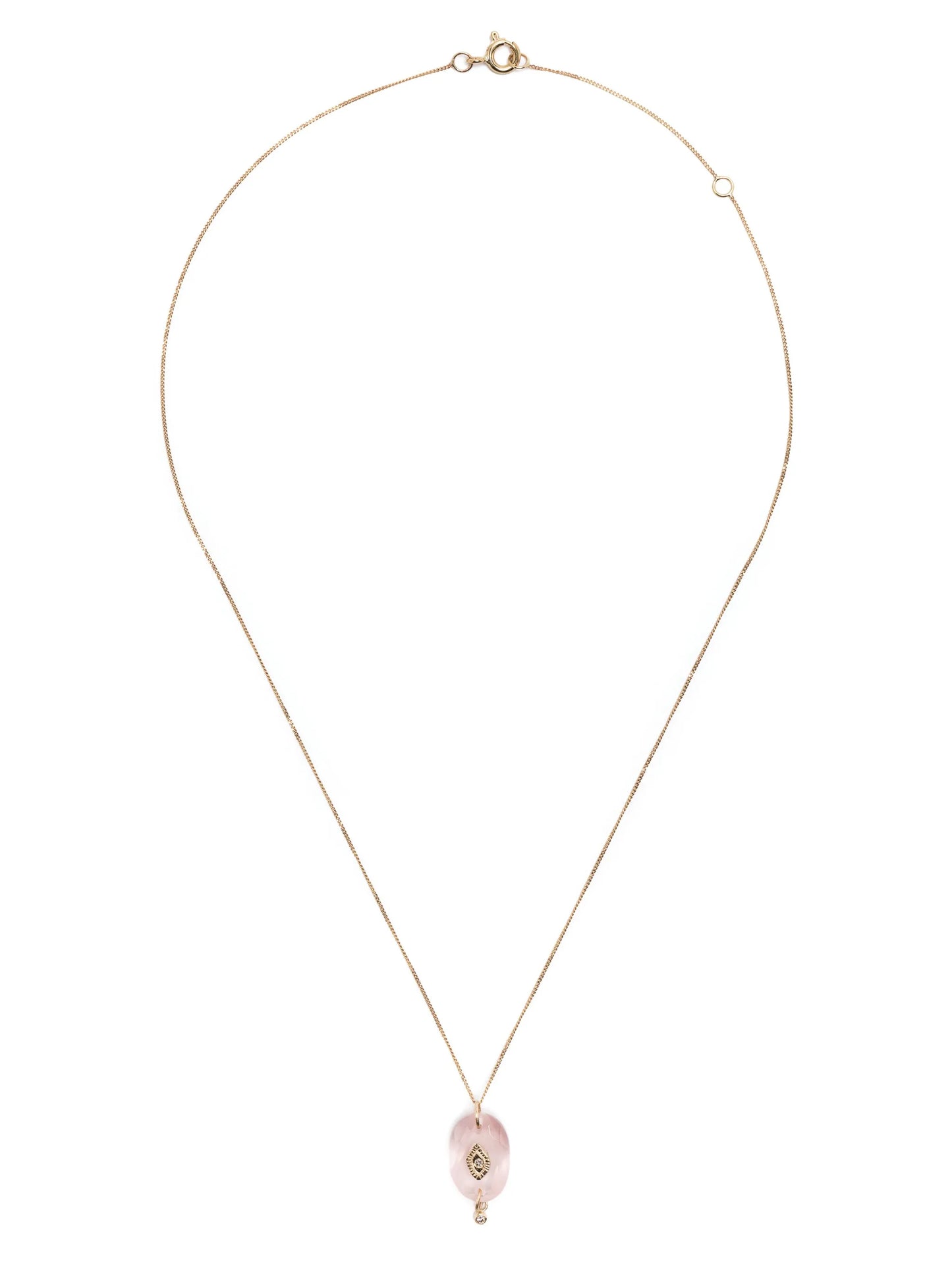 9kt yellow gold quartz and diamond necklace