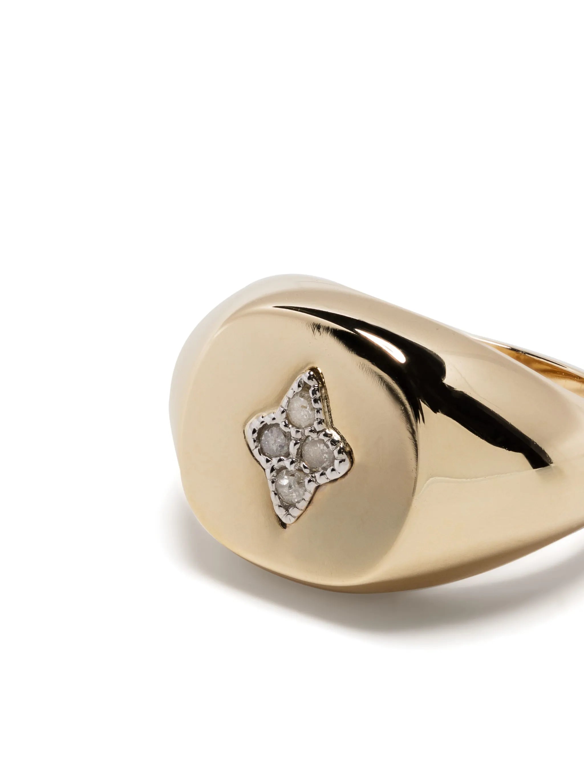 9kt yellow gold Louise diamond signet ring