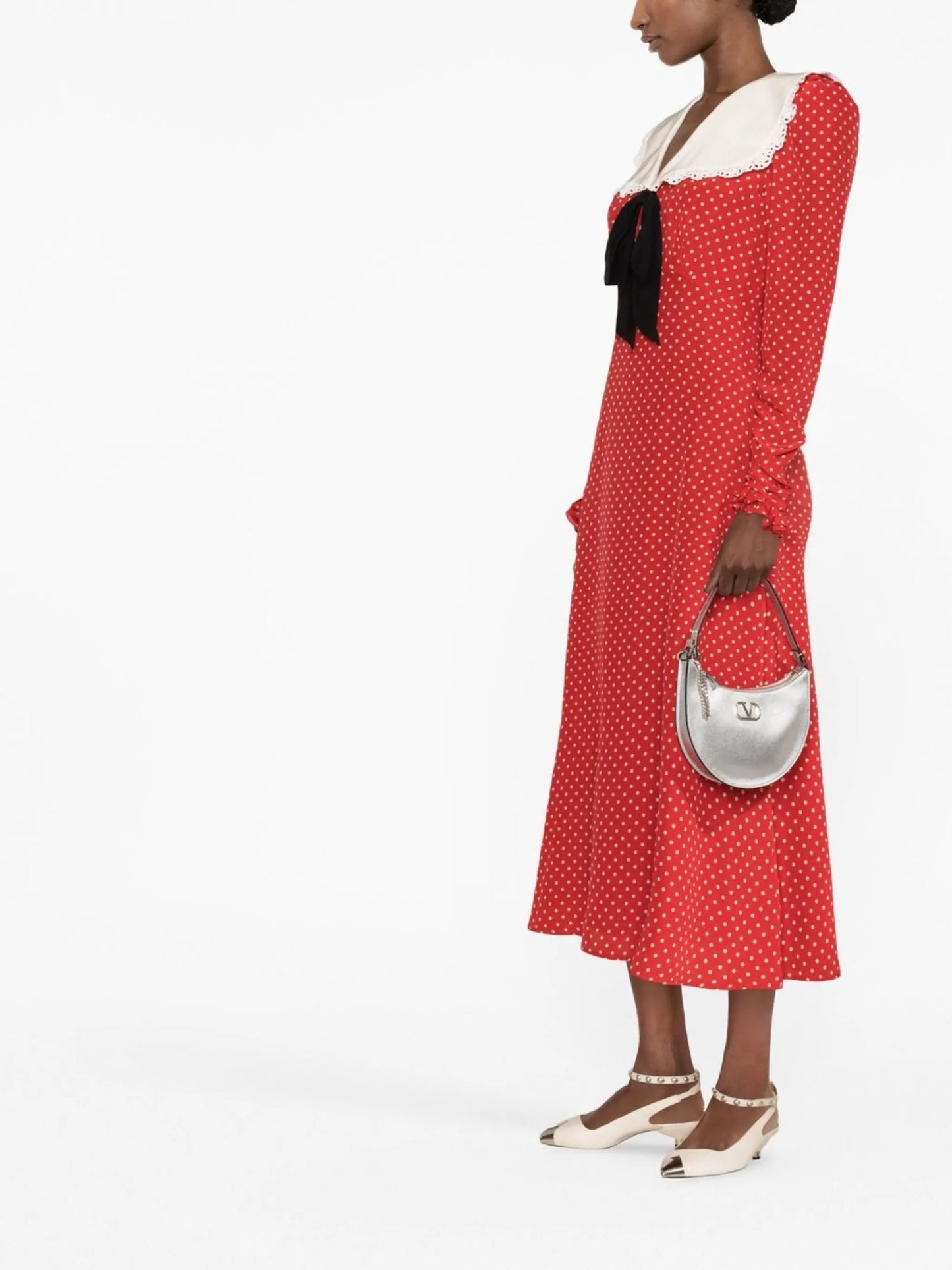 polka-dot print midi dress