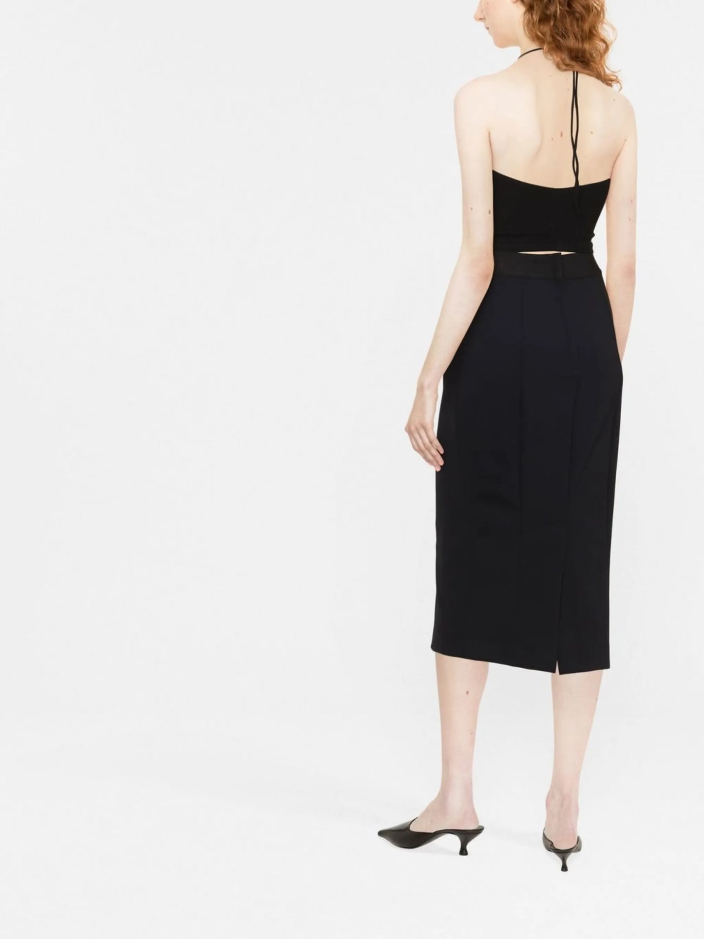 logo-waistband midi skirt