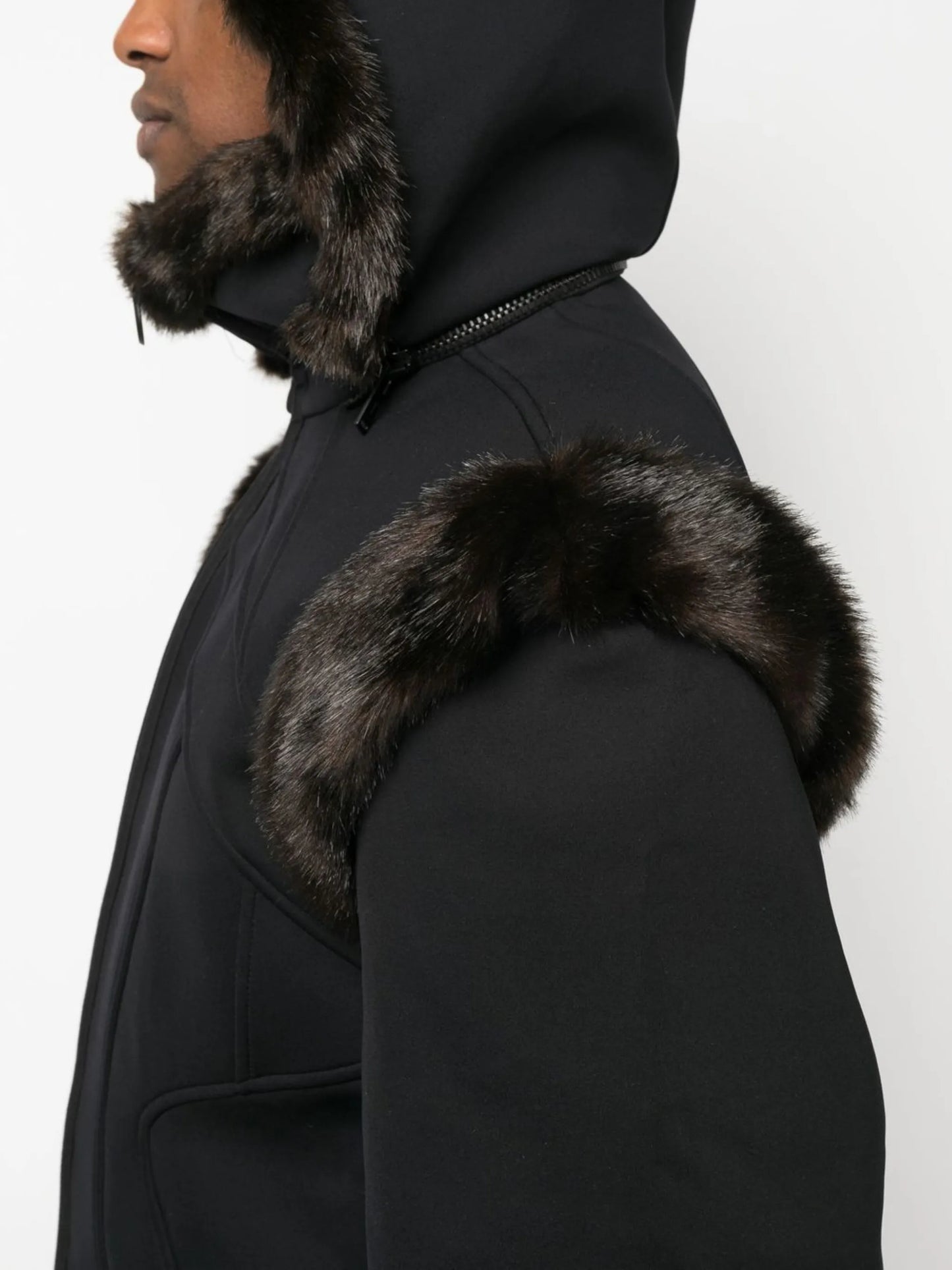 faux fur-trim scuba jacket