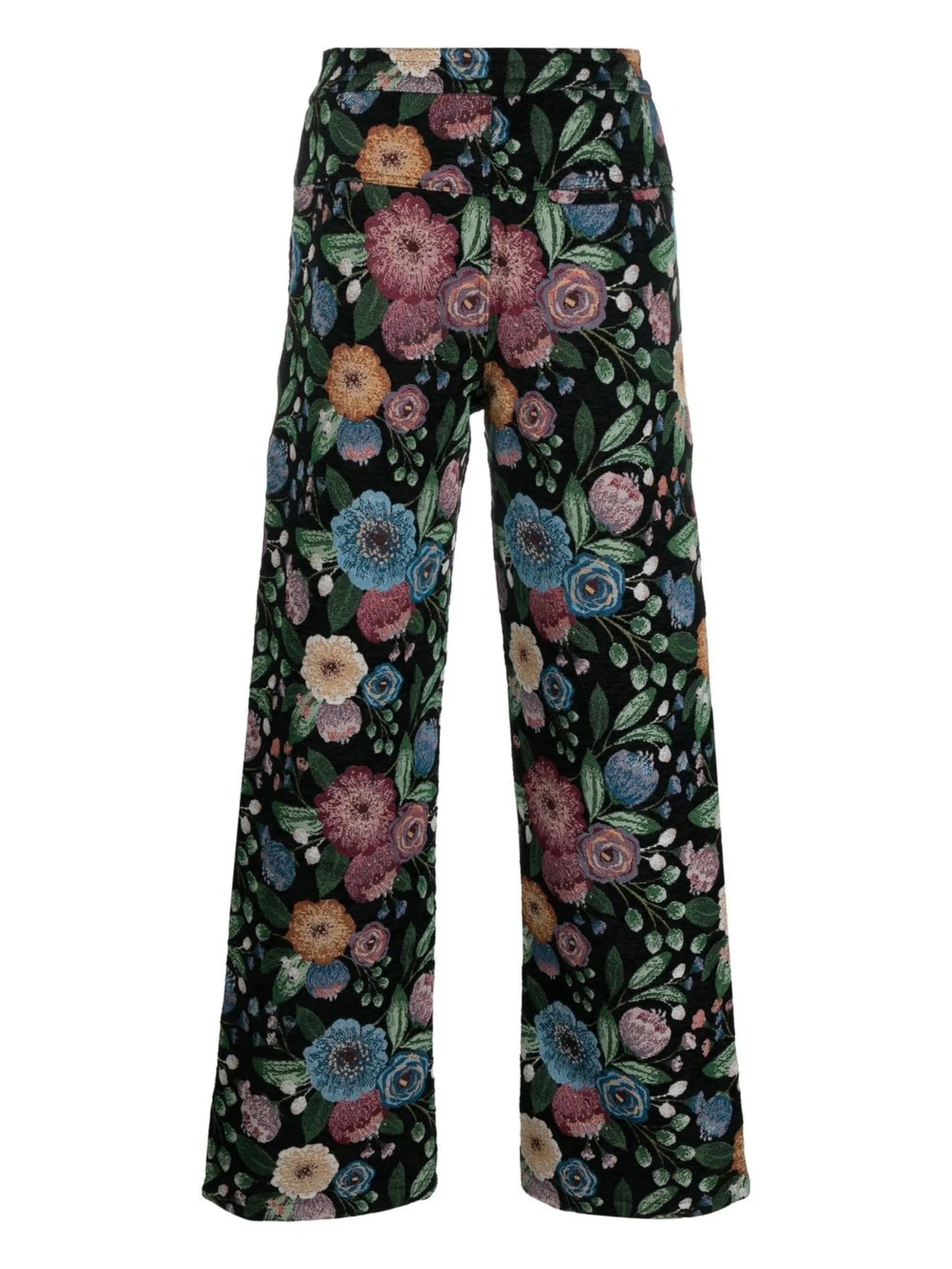 floral-jacquard straight-leg trousers