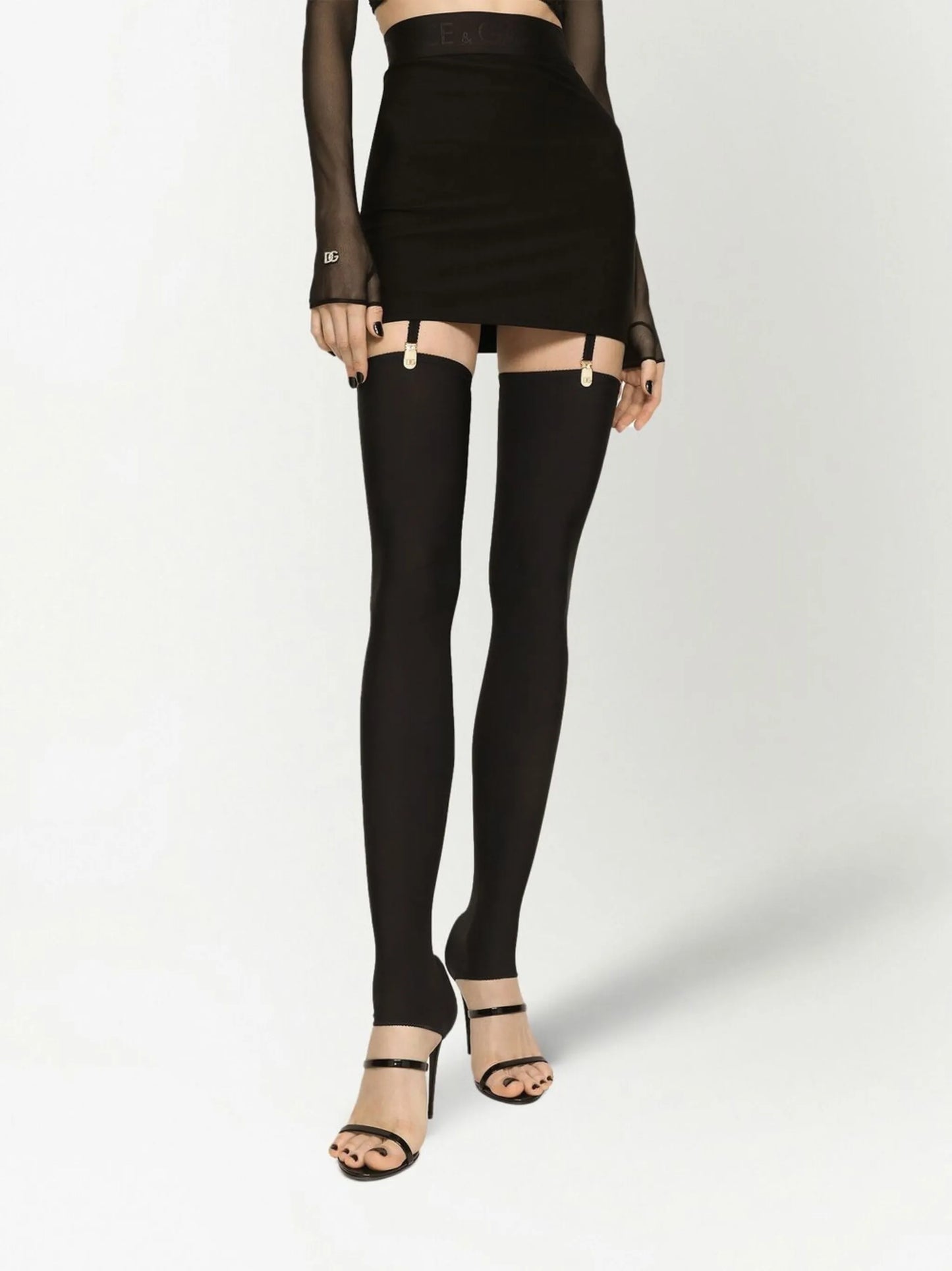 logo-waistband fitted miniskirt