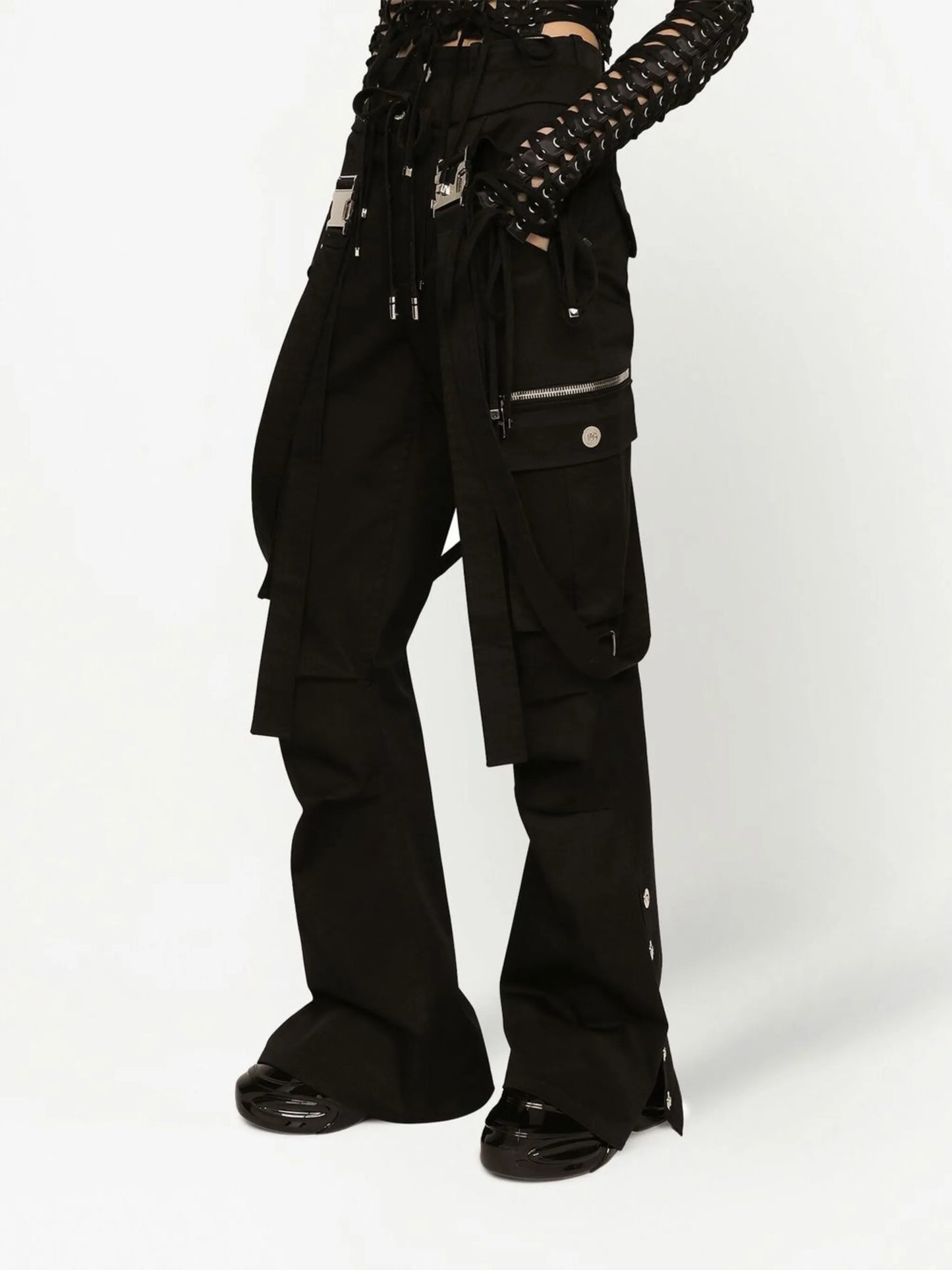 suspender detail cargo trousers
