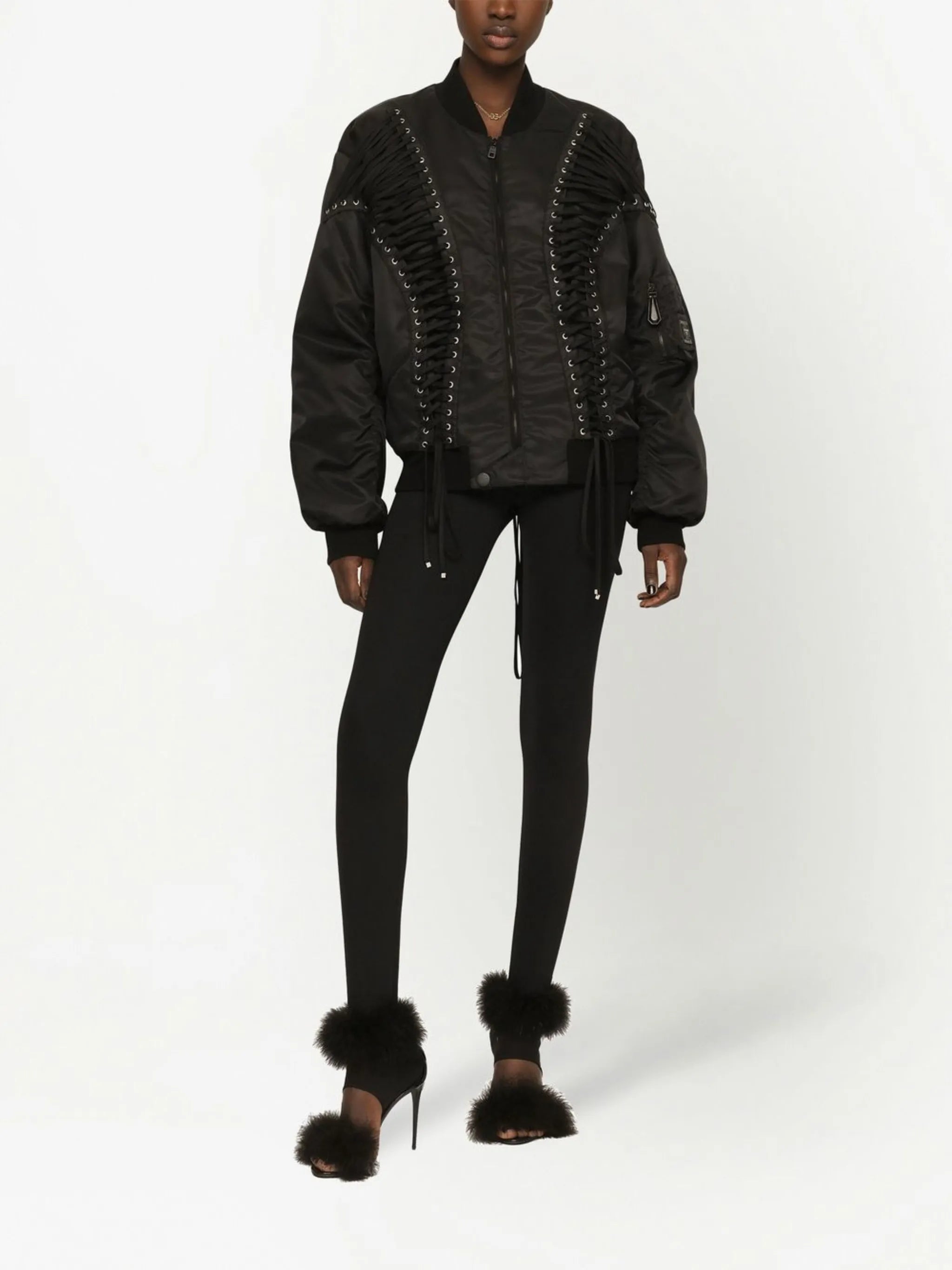 lace-up bomber jacket