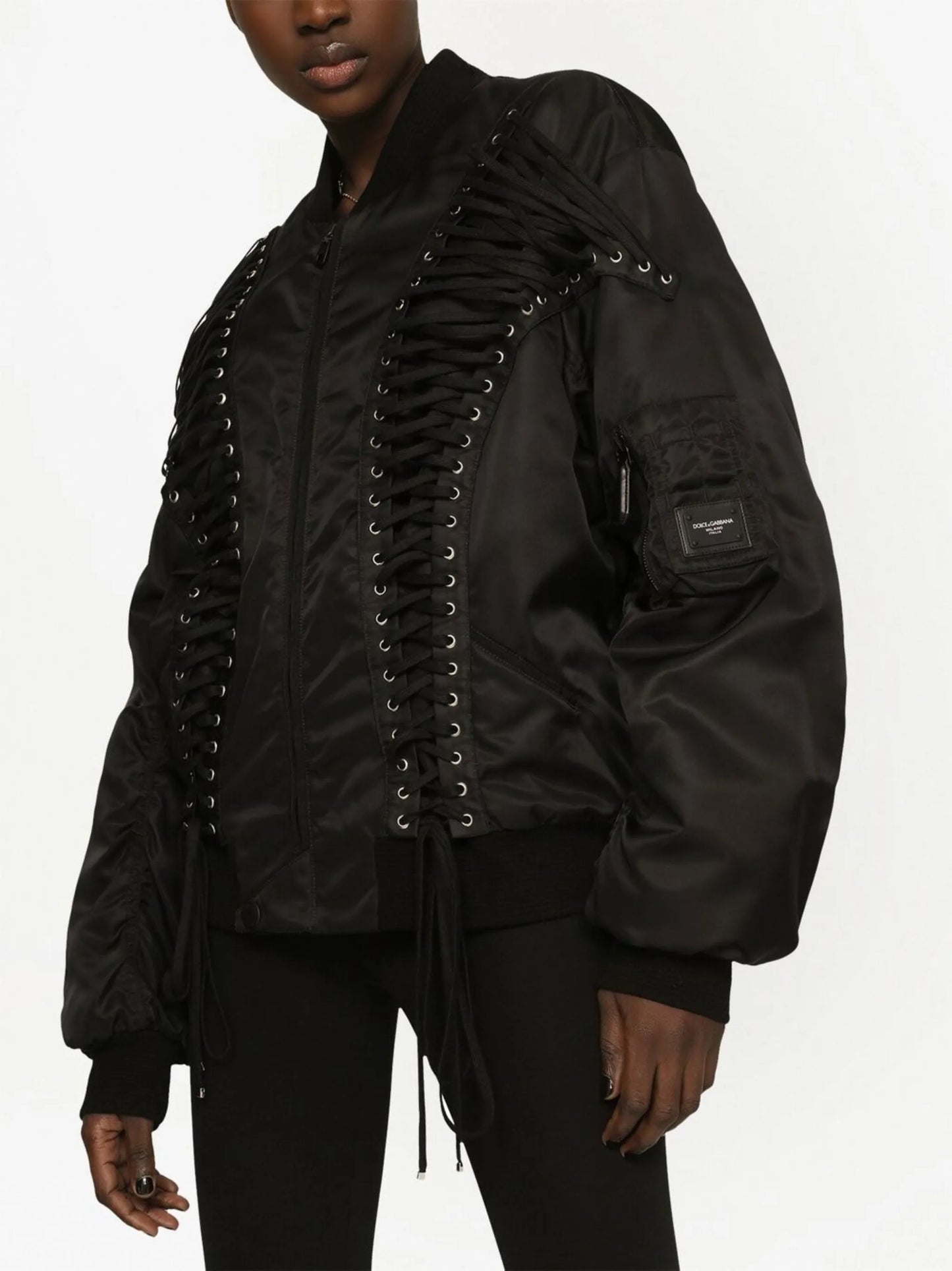 lace-up bomber jacket