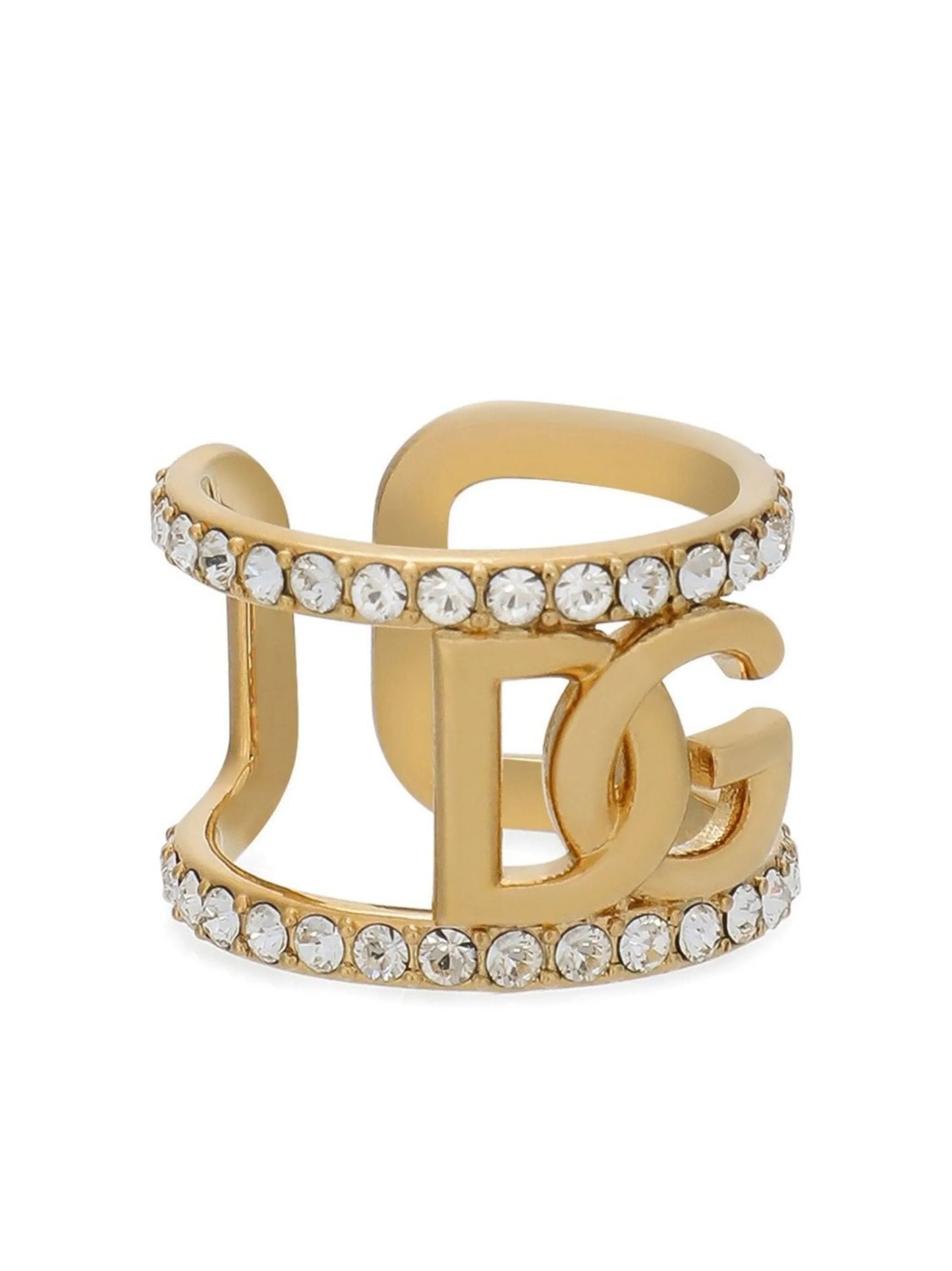 rhinestone-embellished logo ring