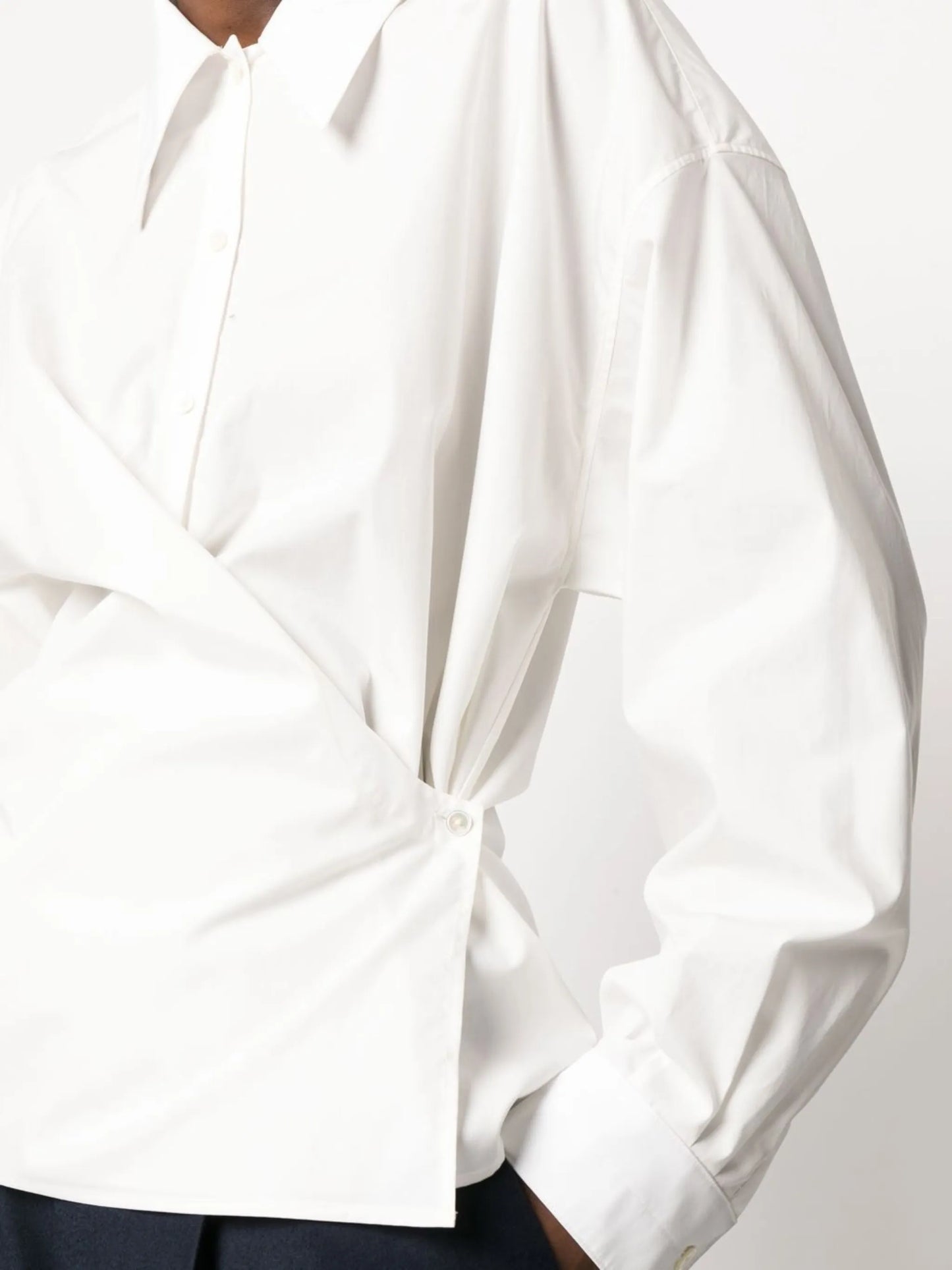 asymmetric-button long-sleeve shirt
