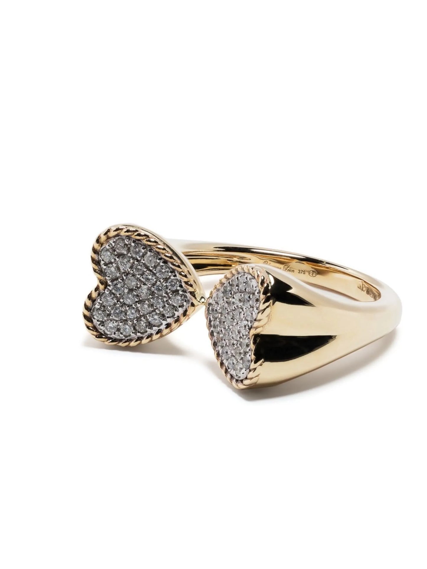 9kt yellow gold Double Coeur diamond ring