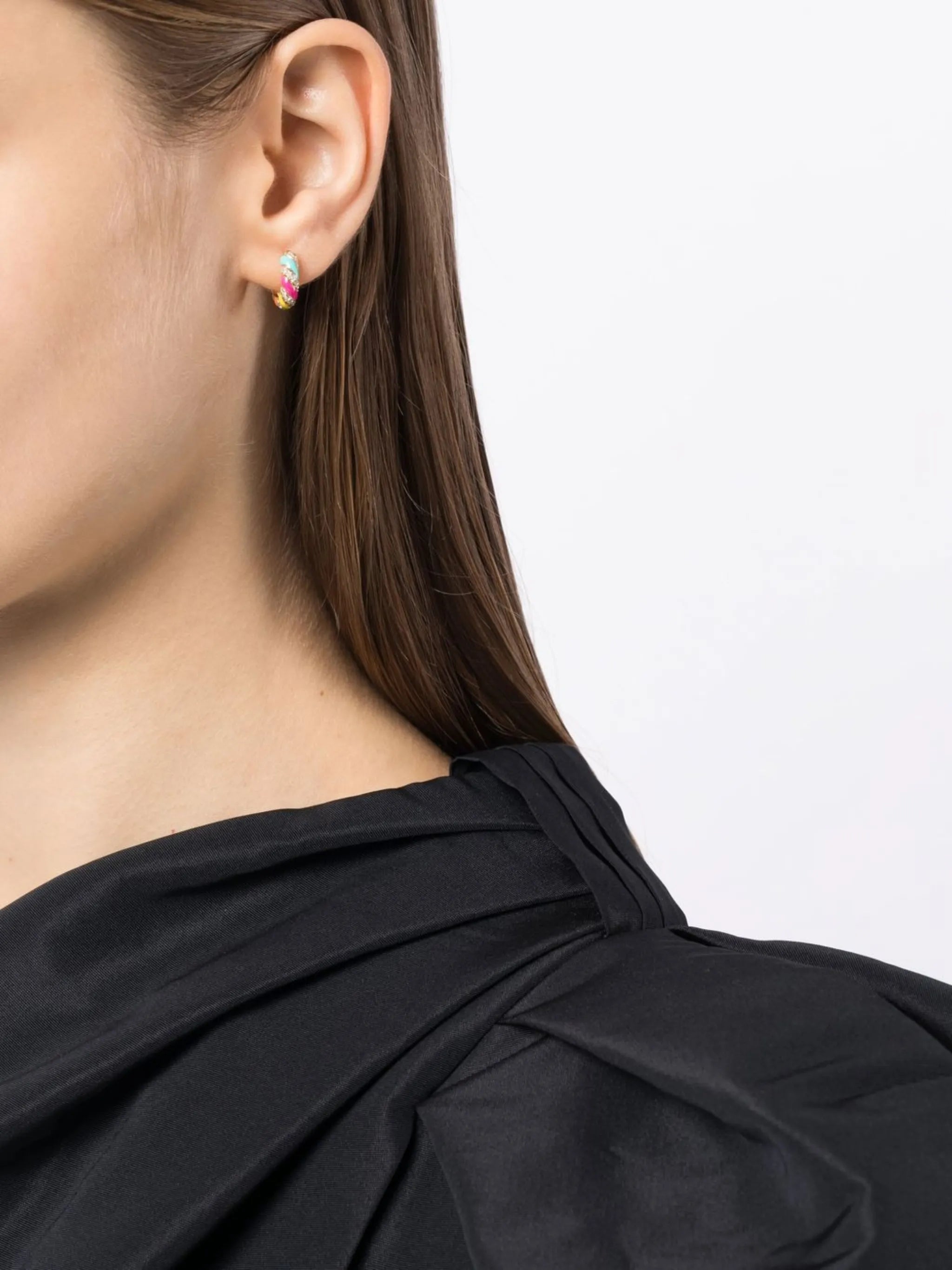 9kt yellow gold diamond huggie hoops