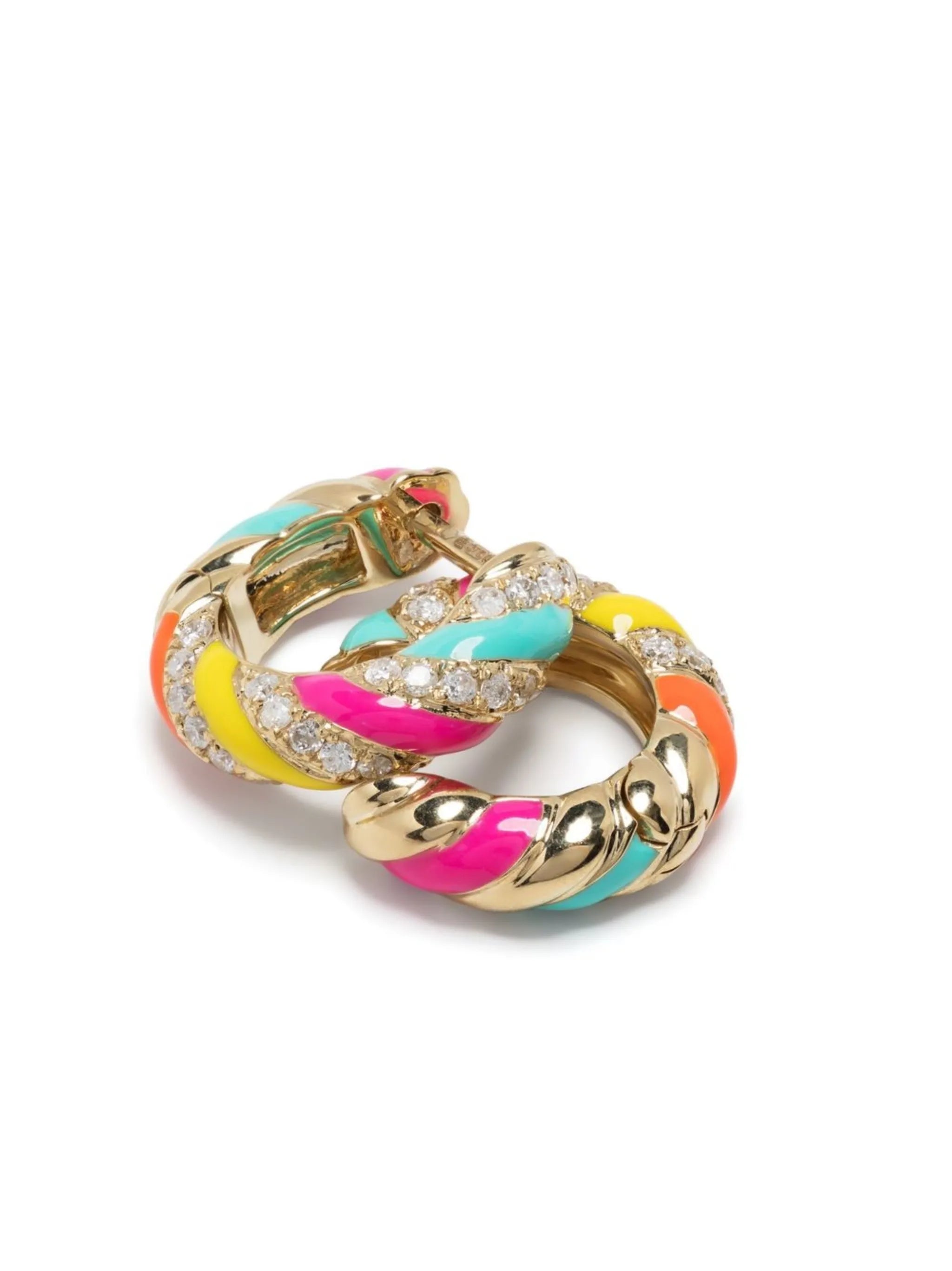 9kt yellow gold diamond huggie hoops