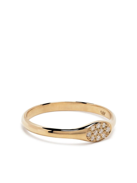 14kt yellow gold diamond signet ring