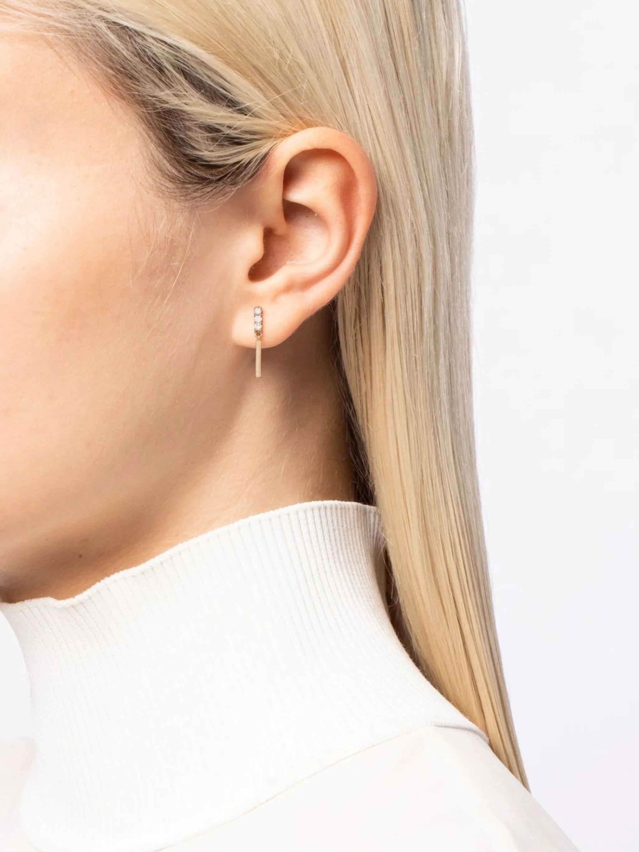 14kt yellow gold Bar diamond drop earrings