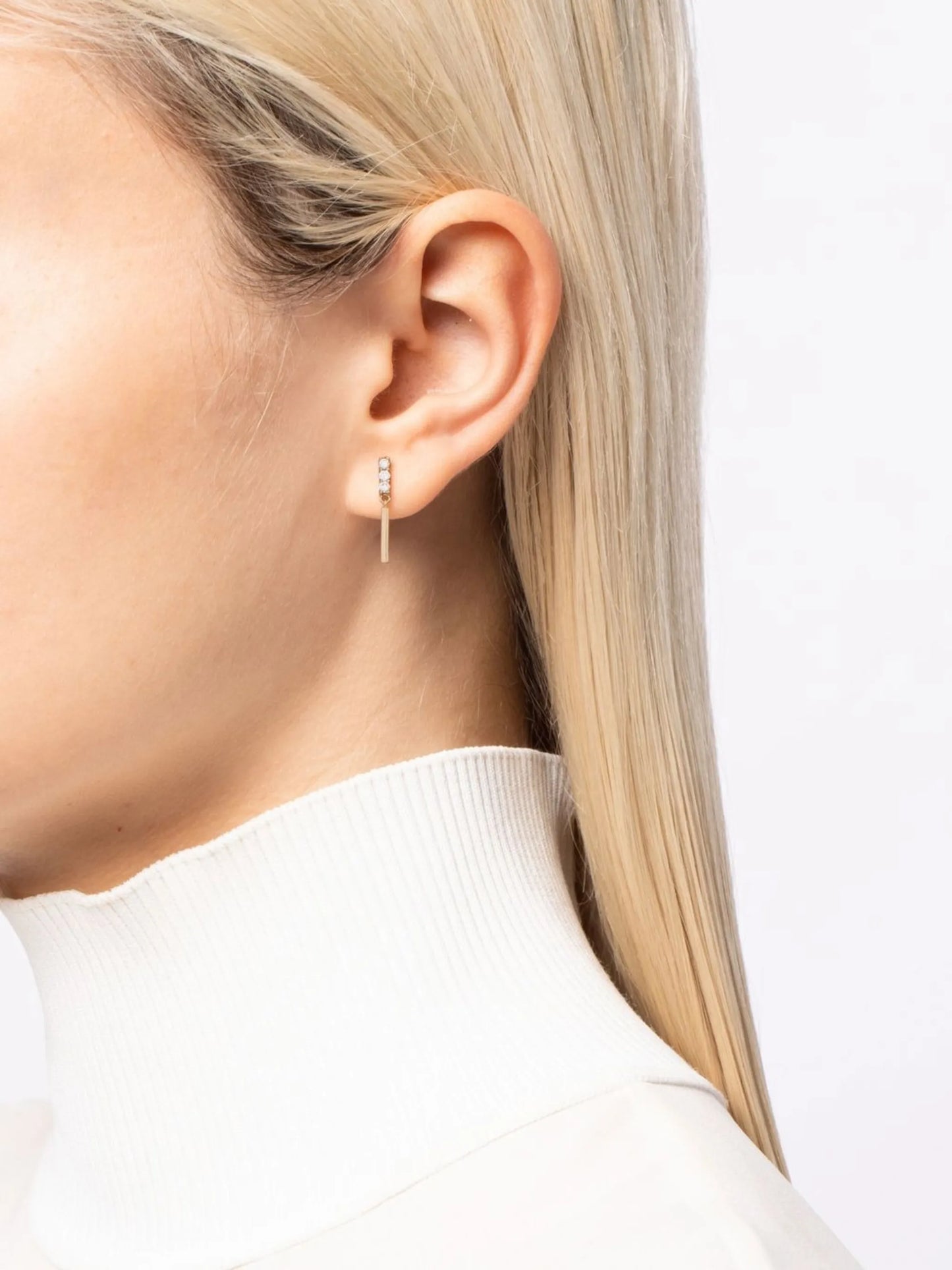 14kt yellow gold Bar diamond drop earrings