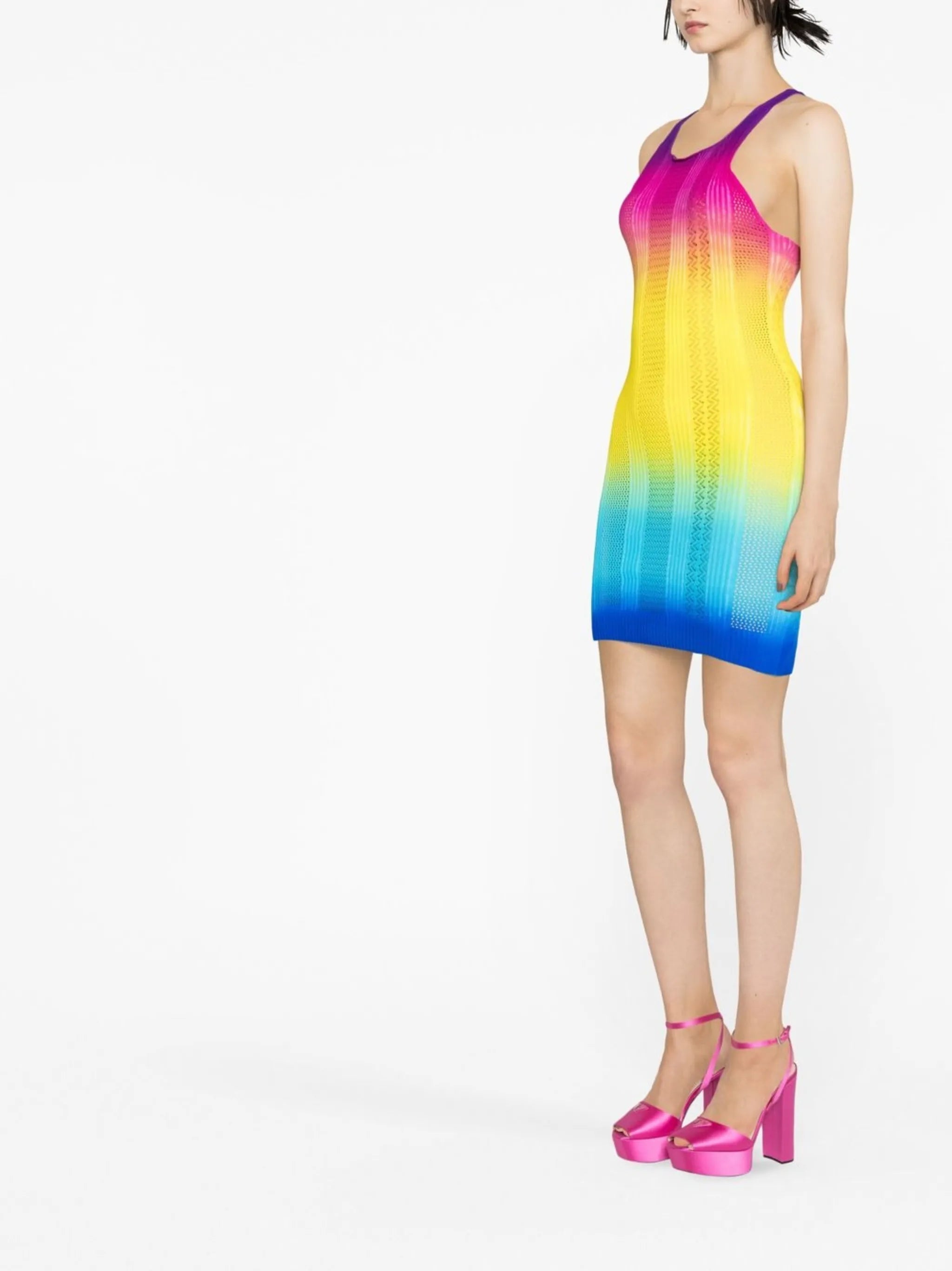 Ombré-effect knitted minidress