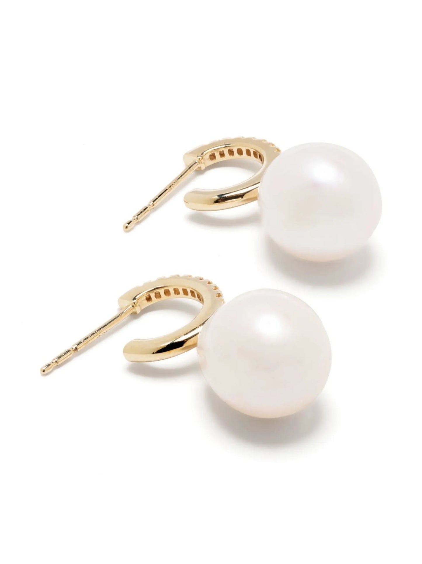 14kt yellow gold pearl and diamond earrings