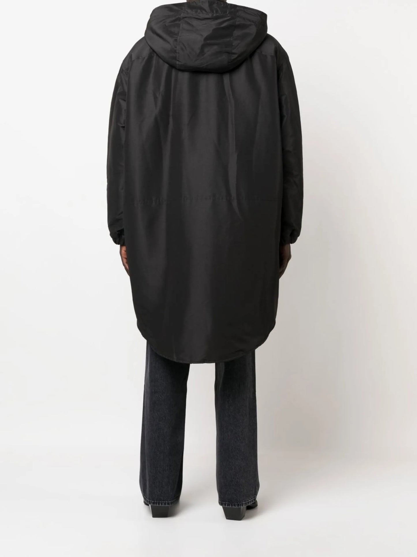 hooded concealed-fastening parka coat