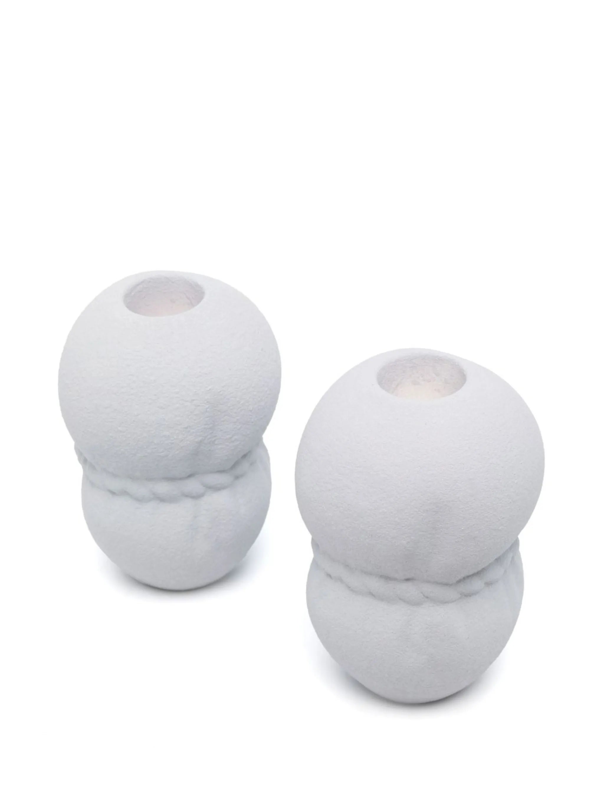 rope ceramic set of two candle holders