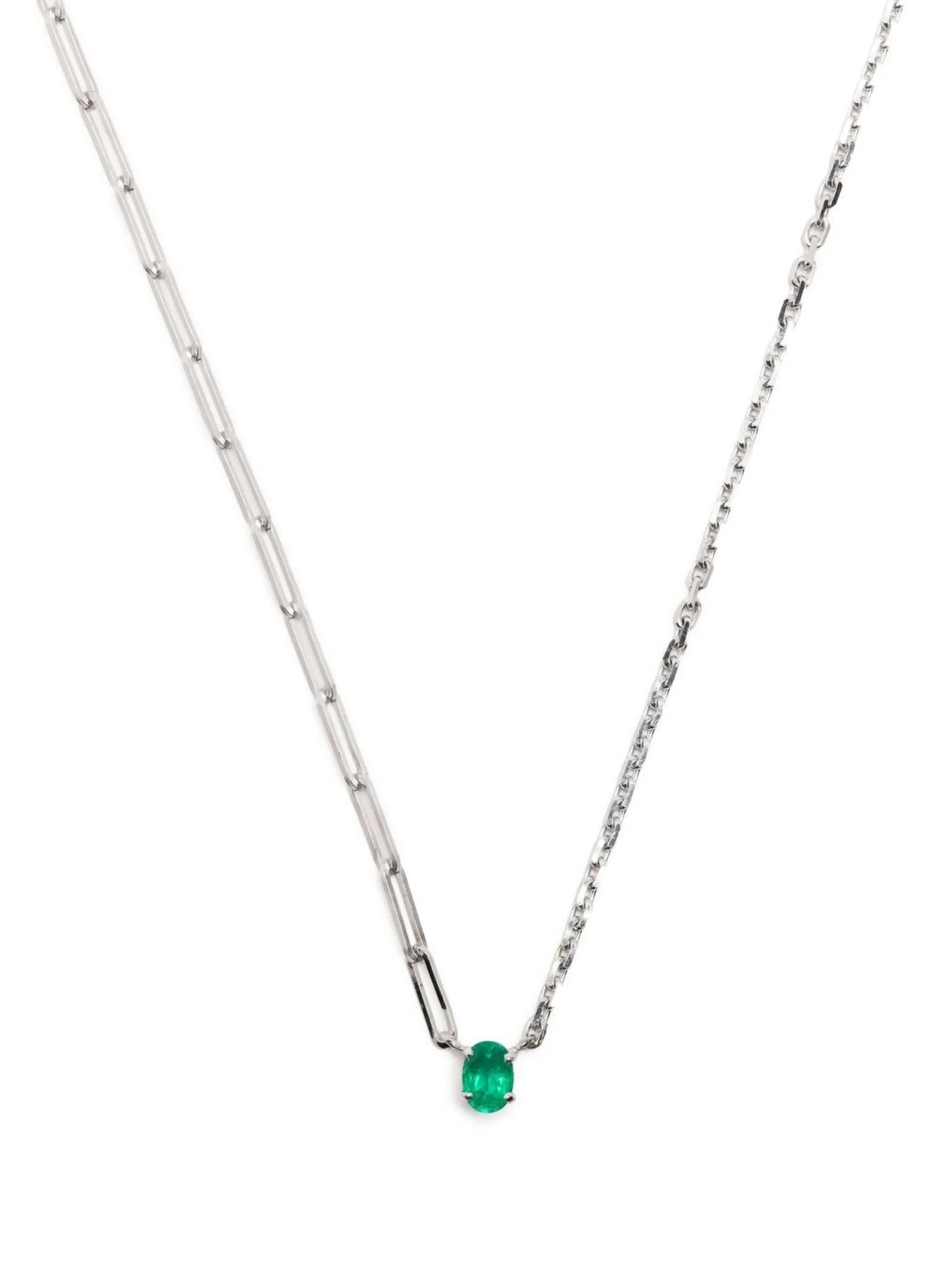 18kt white gold Collier emerald necklace