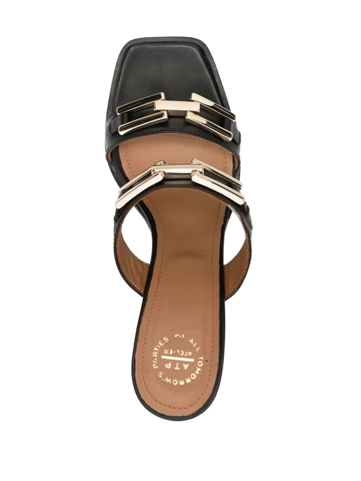 chain-linke leather sandals