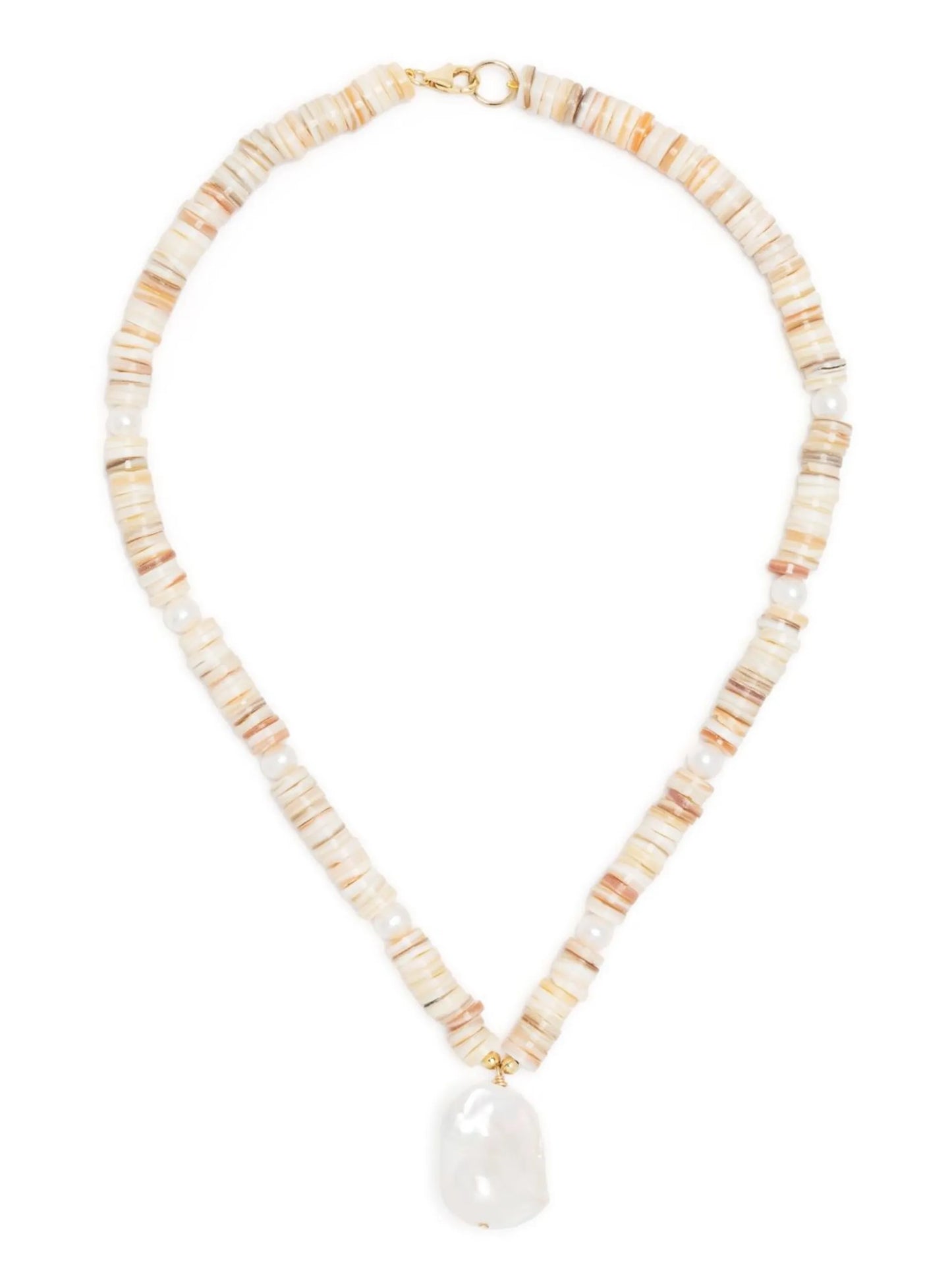 shell bead pearl pendant necklace