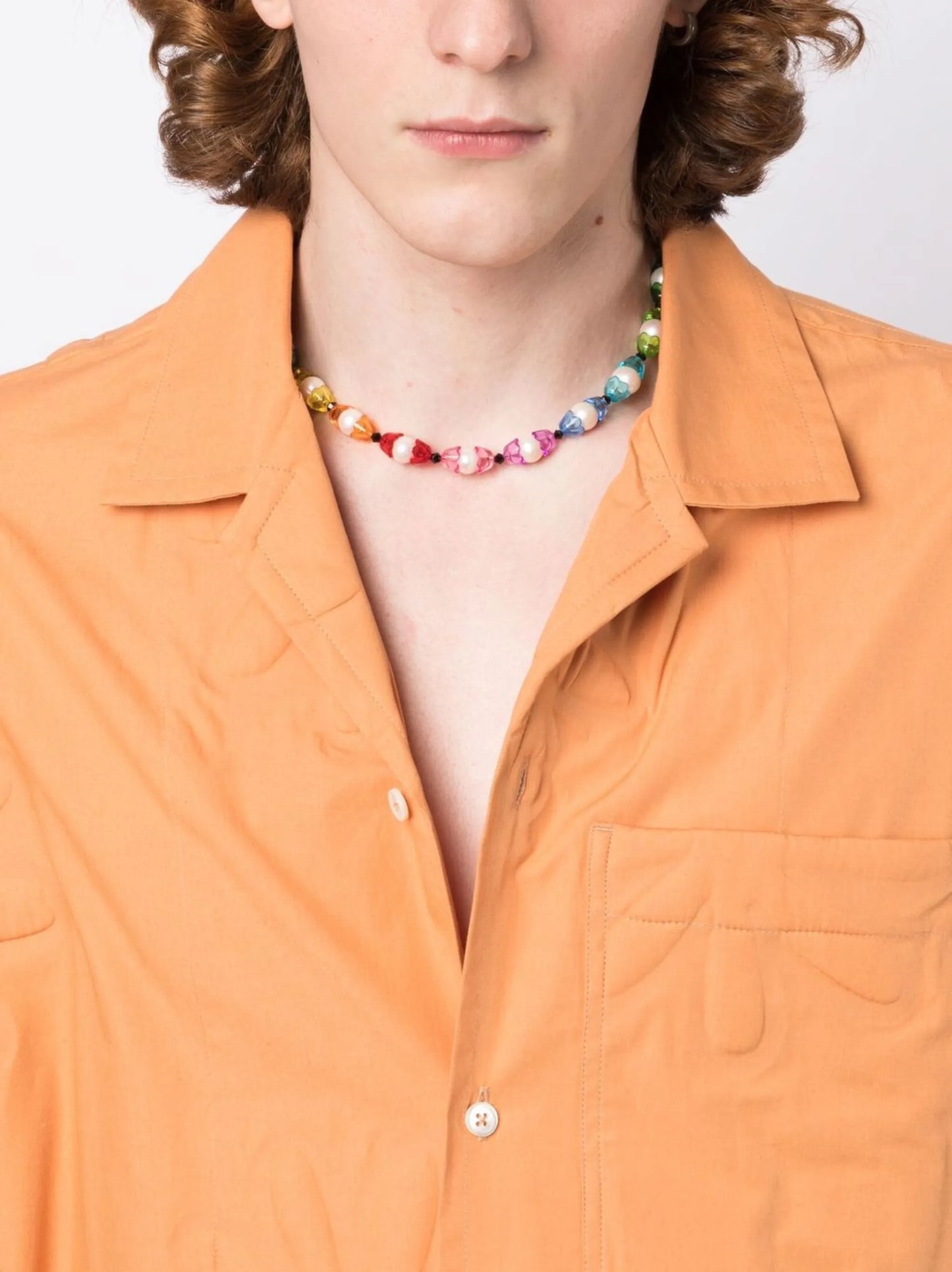 rainbow pearl bead necklace