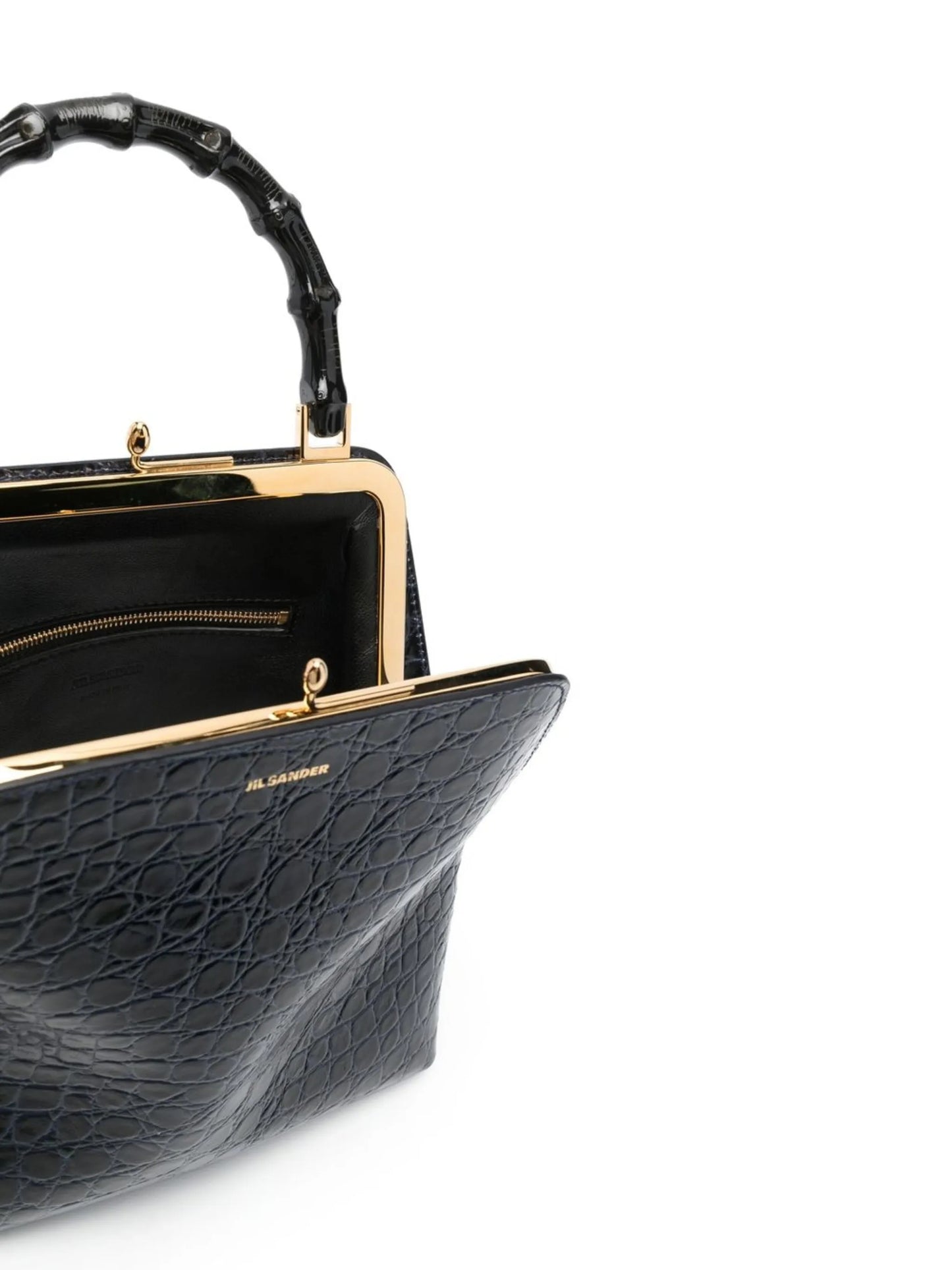 crocodile-effect leather tote bag
