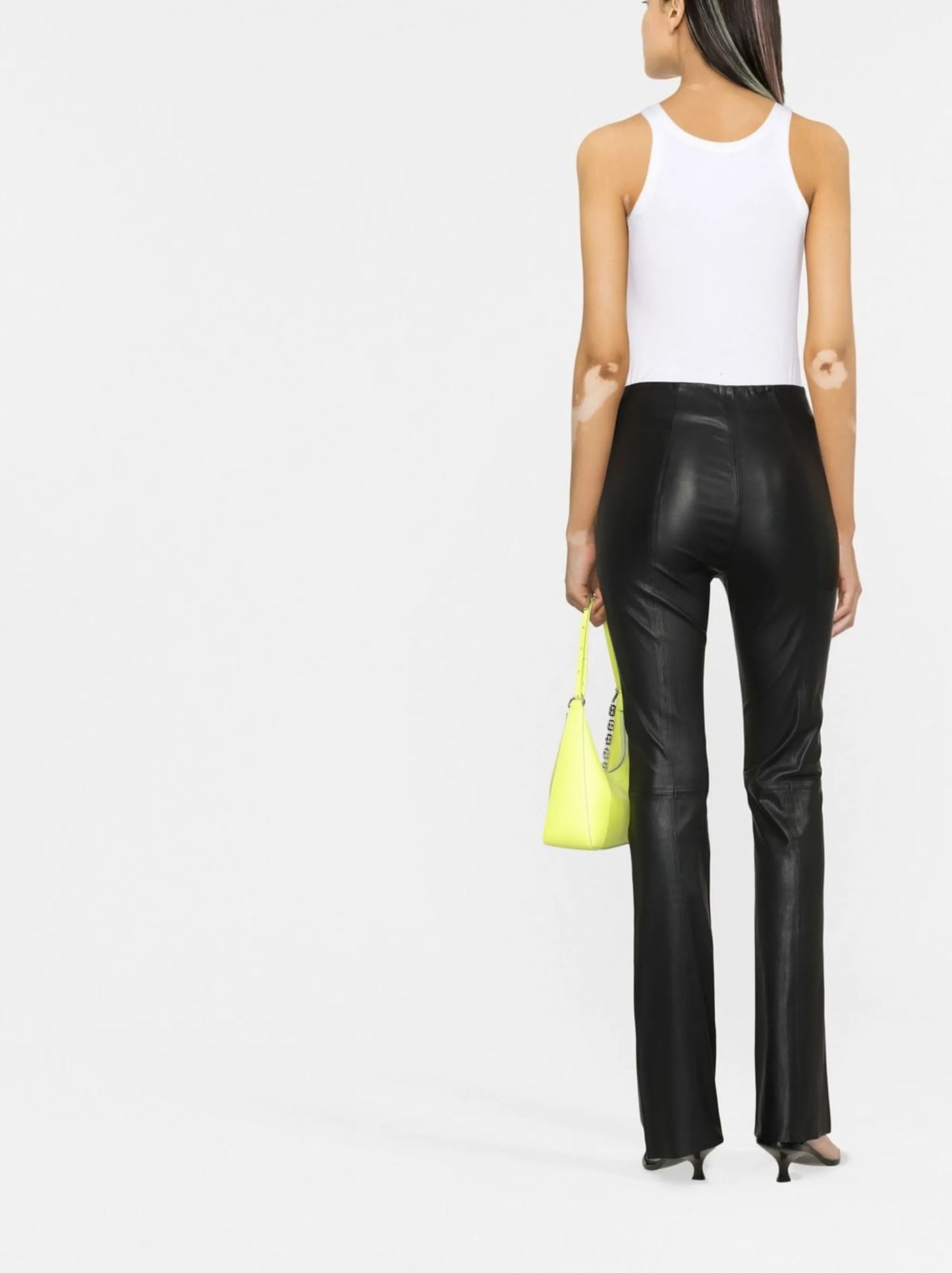 leather bootcut trousers