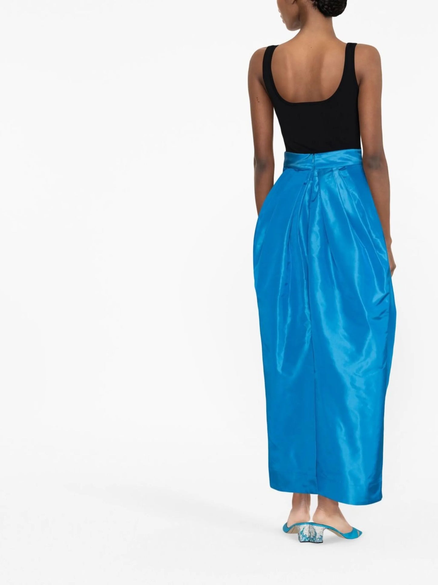 floor-length silk skirt