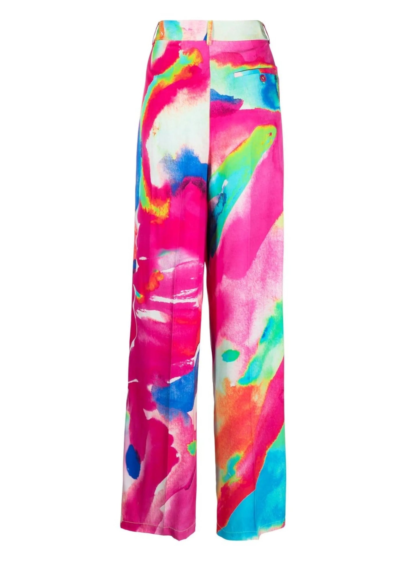painted-print wide-leg trousers