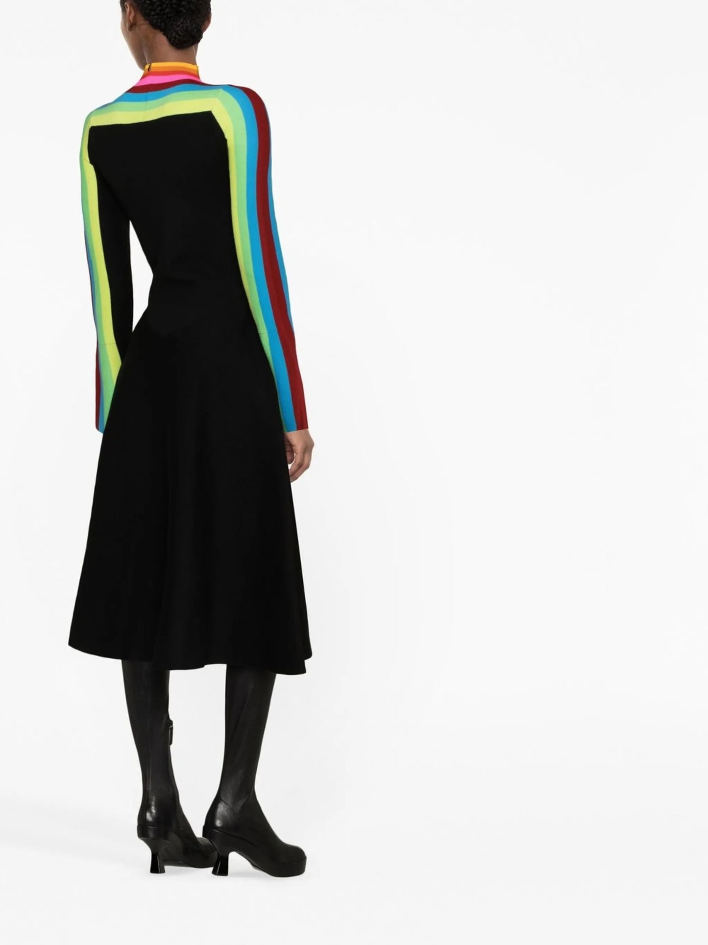 colour-block knitted midi dress
