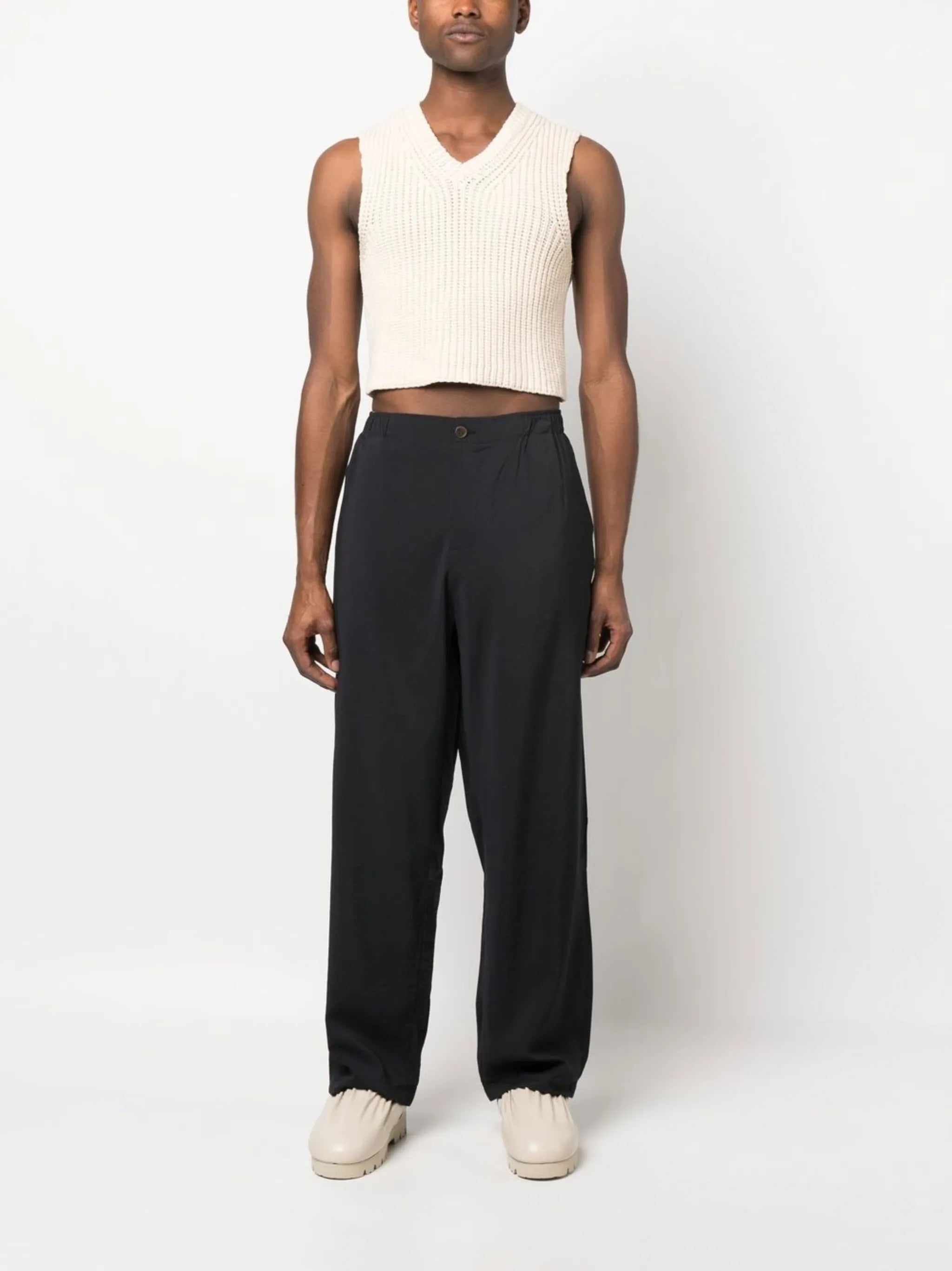 high-waisted wide-leg trousers