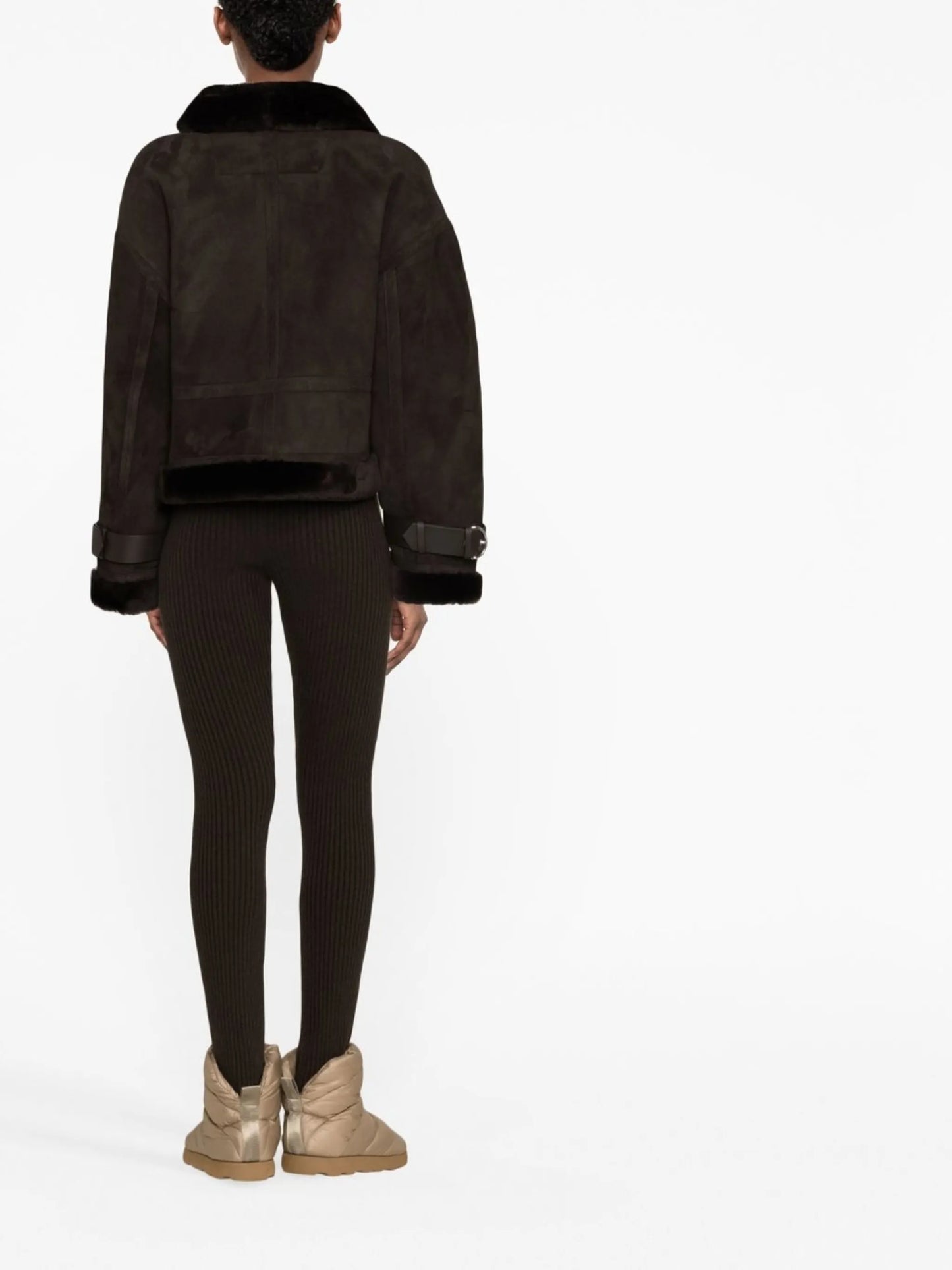 cropped shearling biker jacket