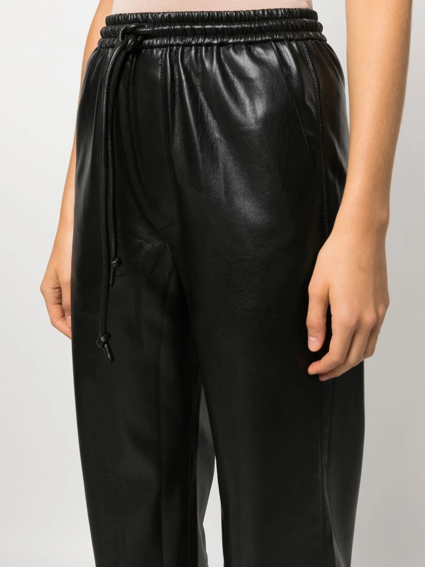 faux-leather high-waist trousers