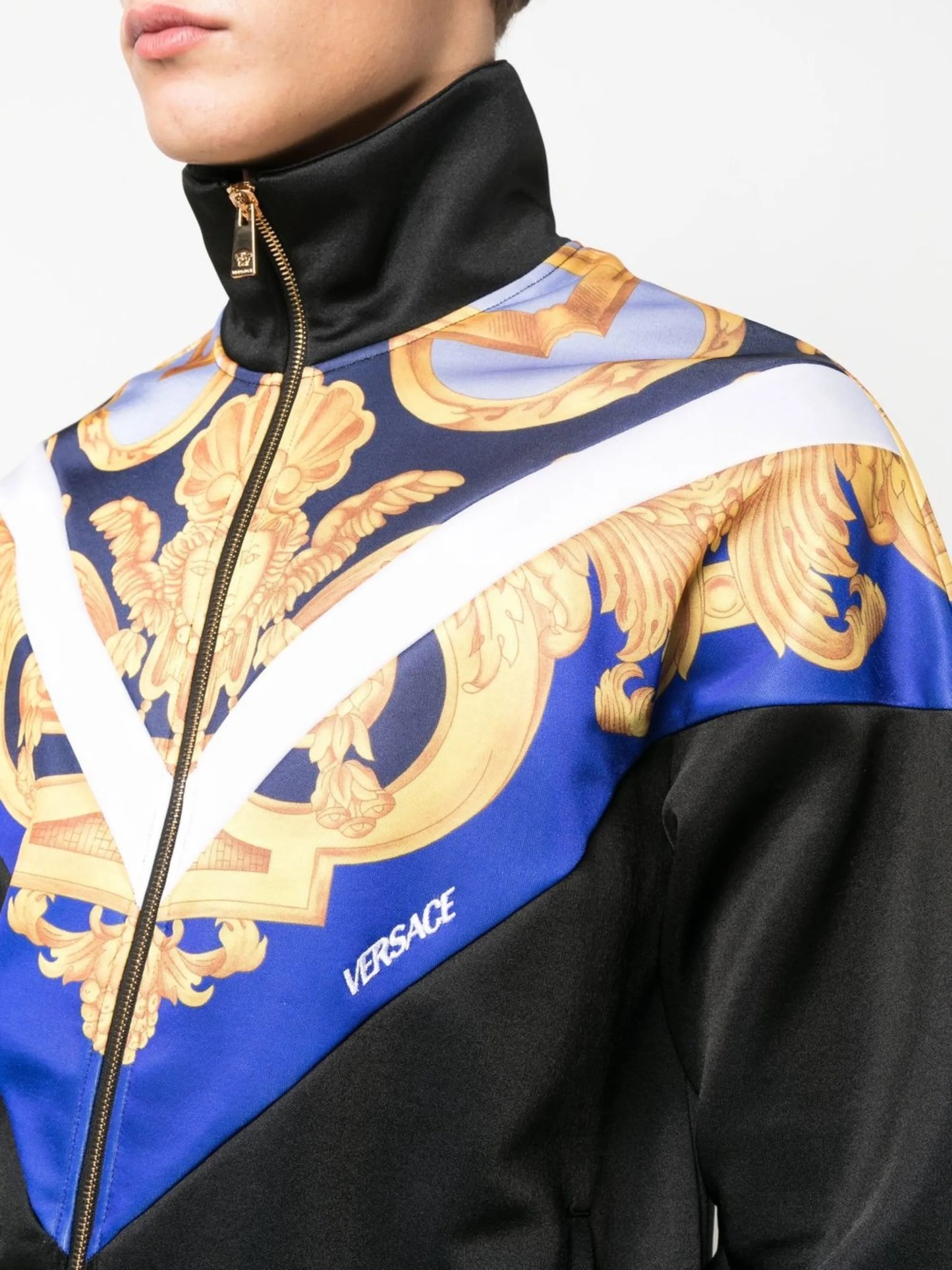 Barocco-print zipped sweatshirt