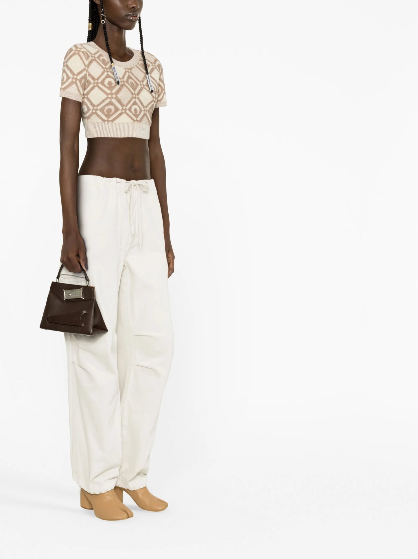 Moon Diamant-jacquard crop top