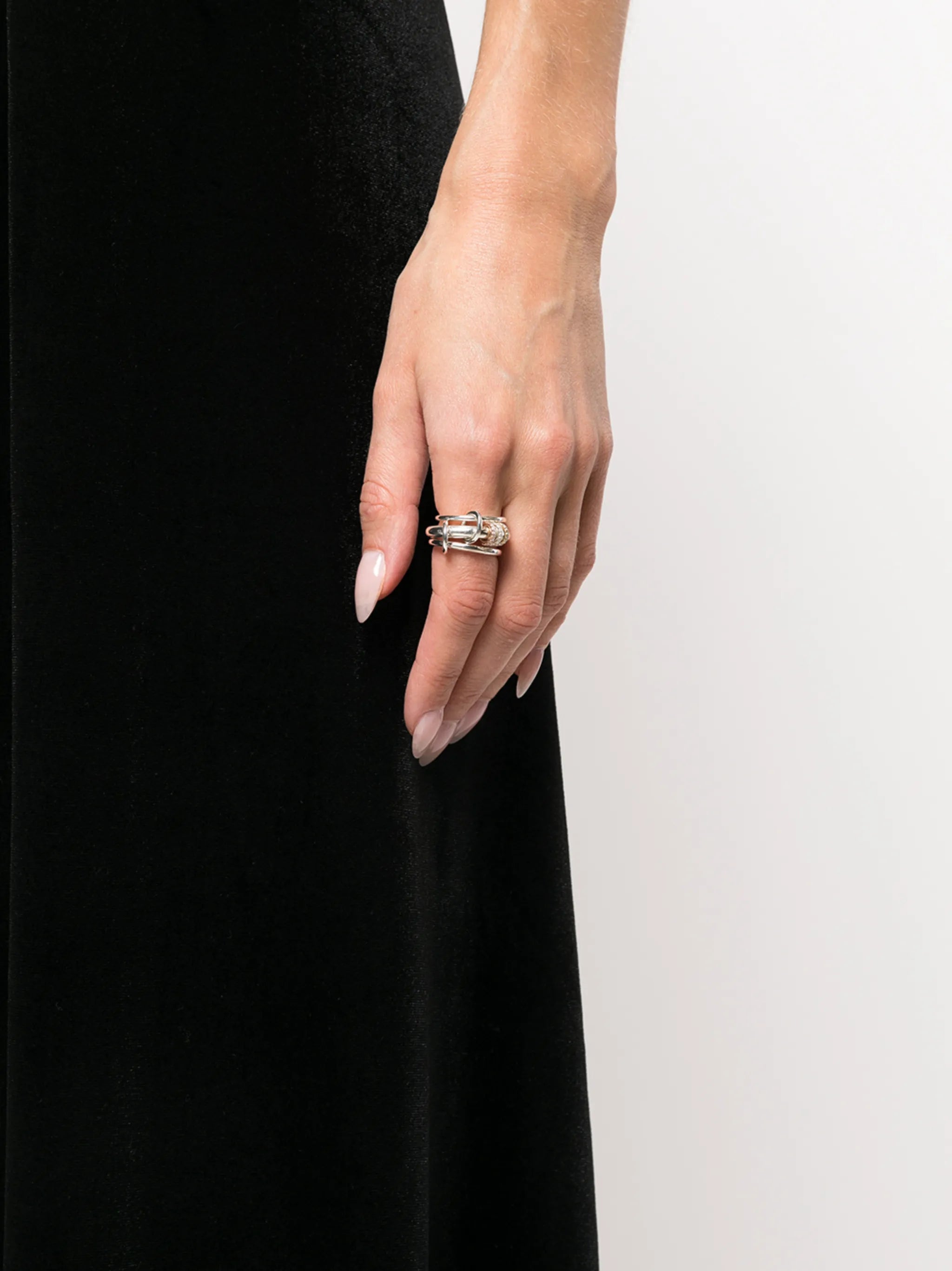 18kt rose gold Gemini SG diamond pavé liked rings