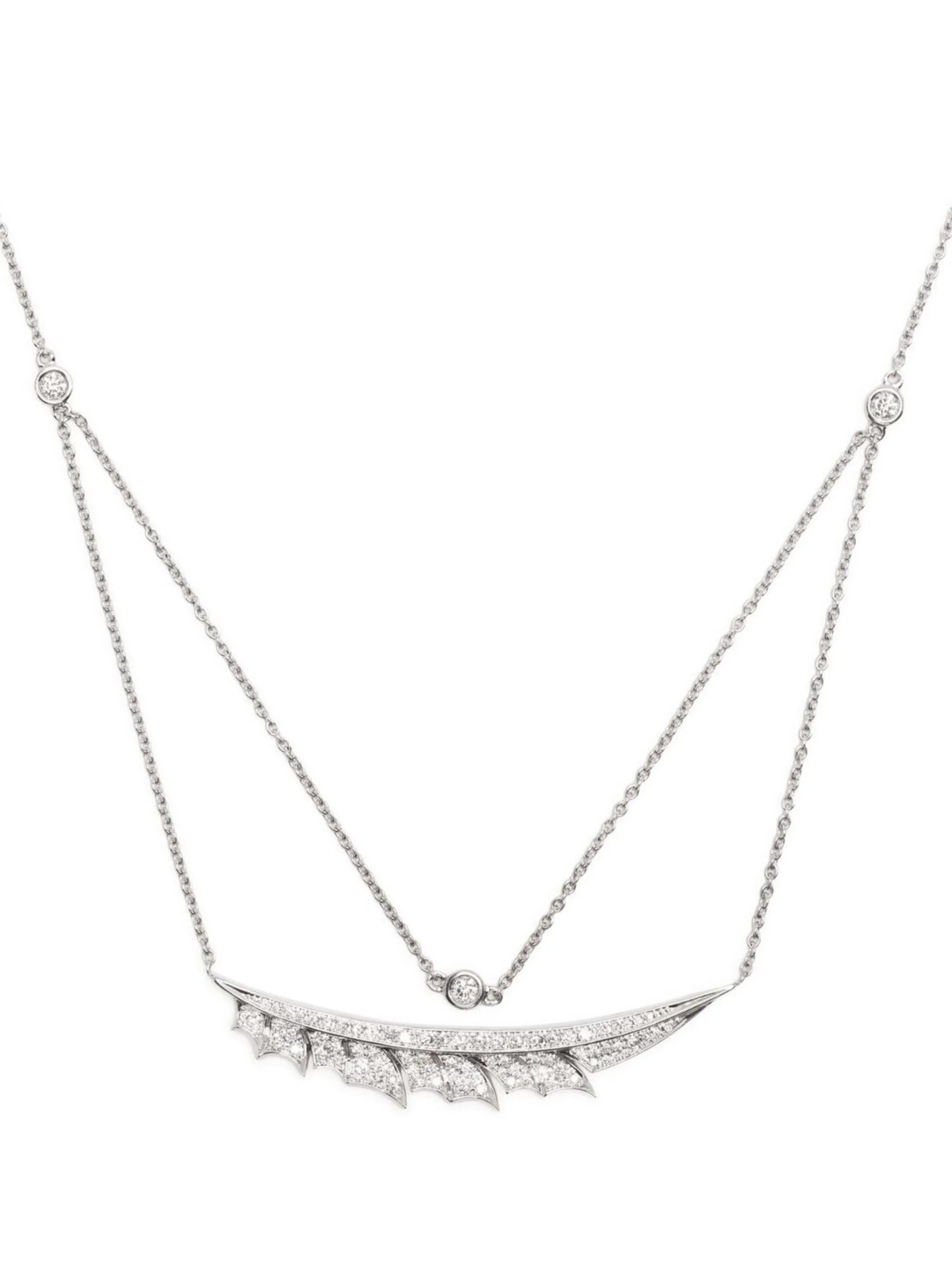 18kt white gold Magnipheasant multi-chain diamond necklace
