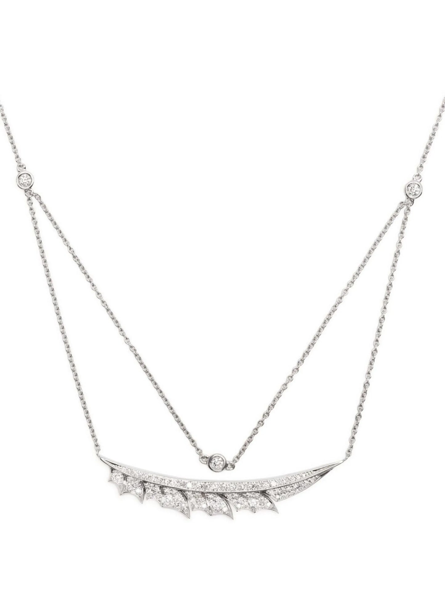 18kt white gold Magnipheasant multi-chain diamond necklace