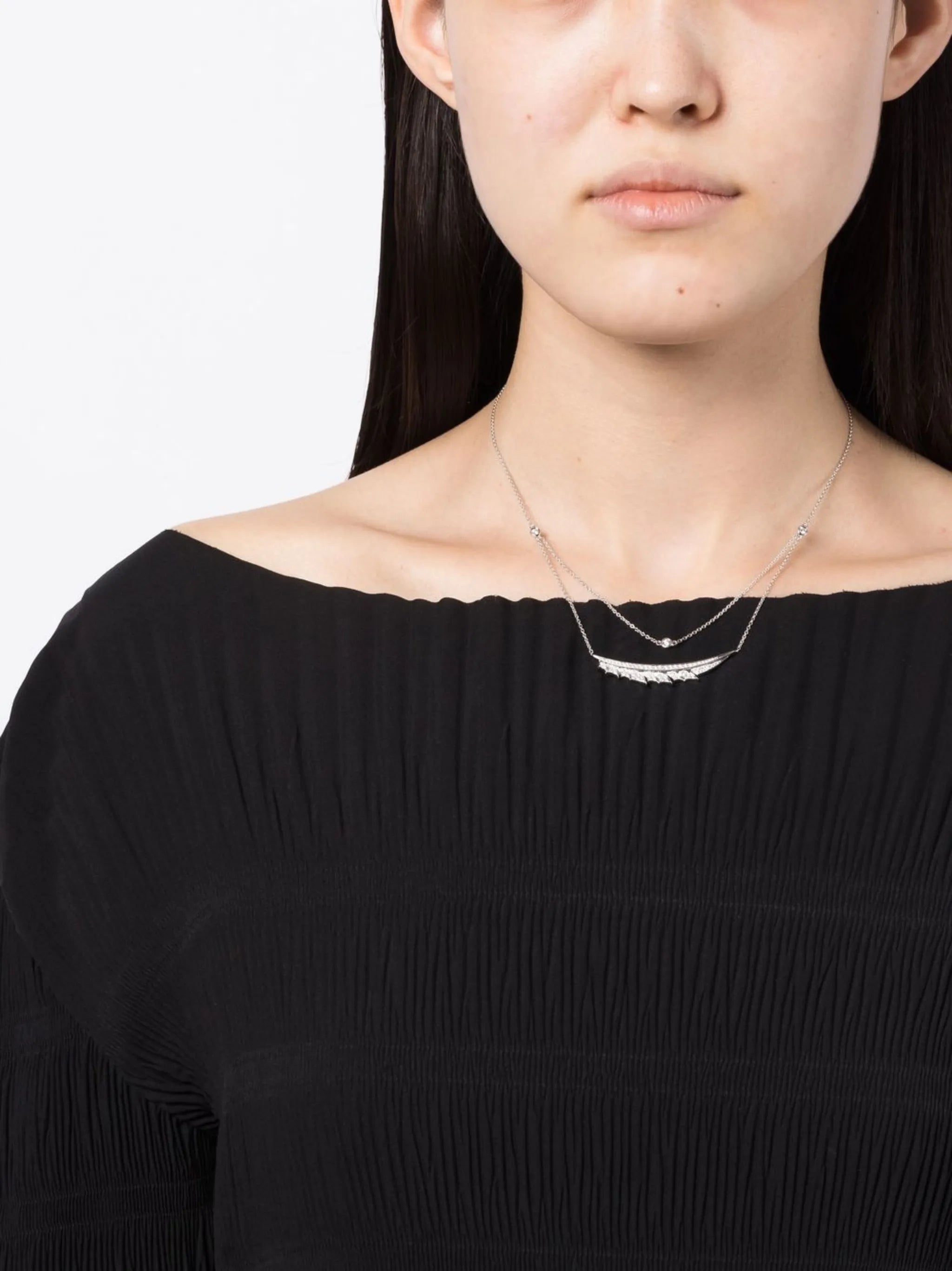 18kt white gold Magnipheasant multi-chain diamond necklace