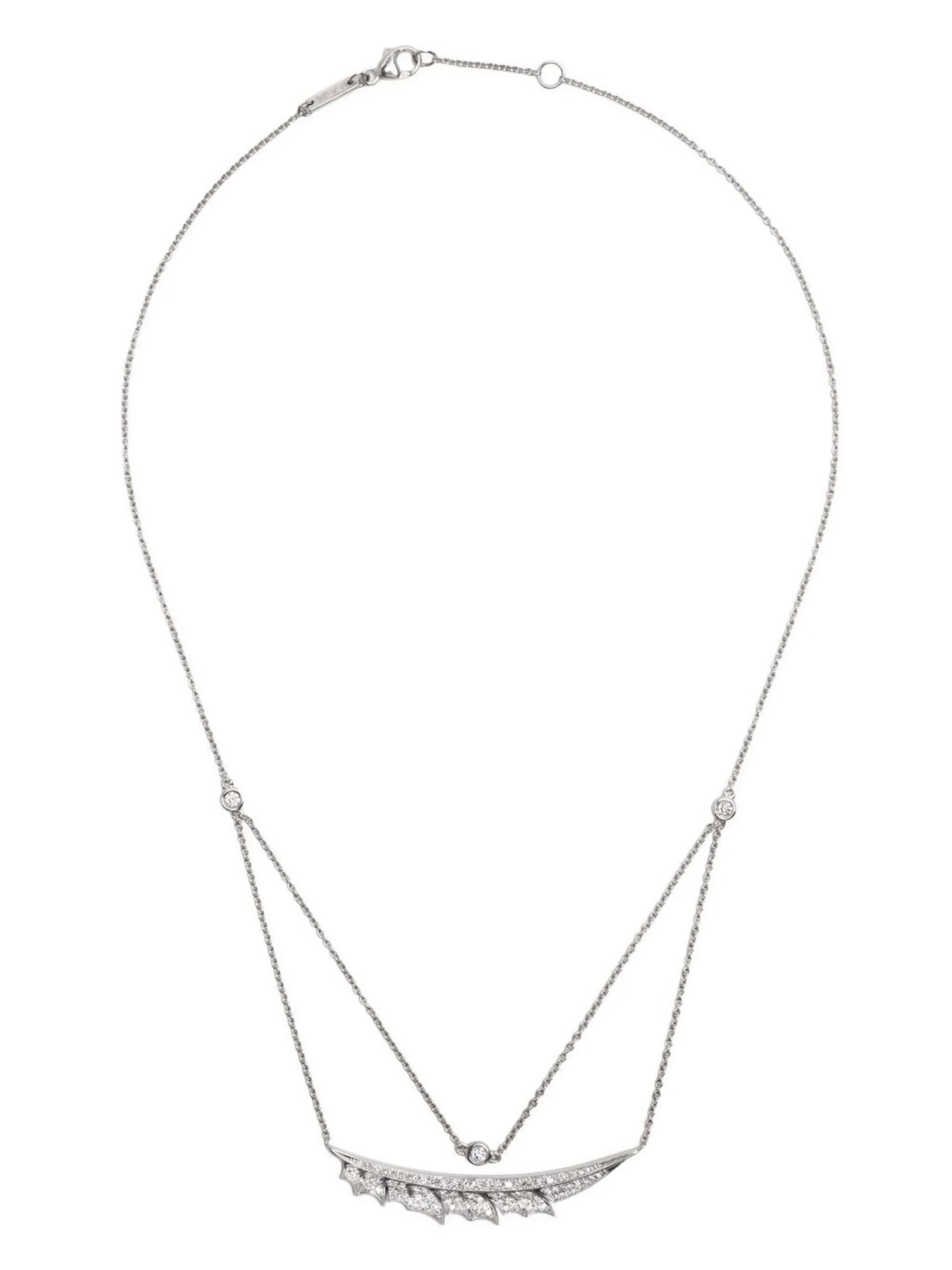 18kt white gold Magnipheasant multi-chain diamond necklace