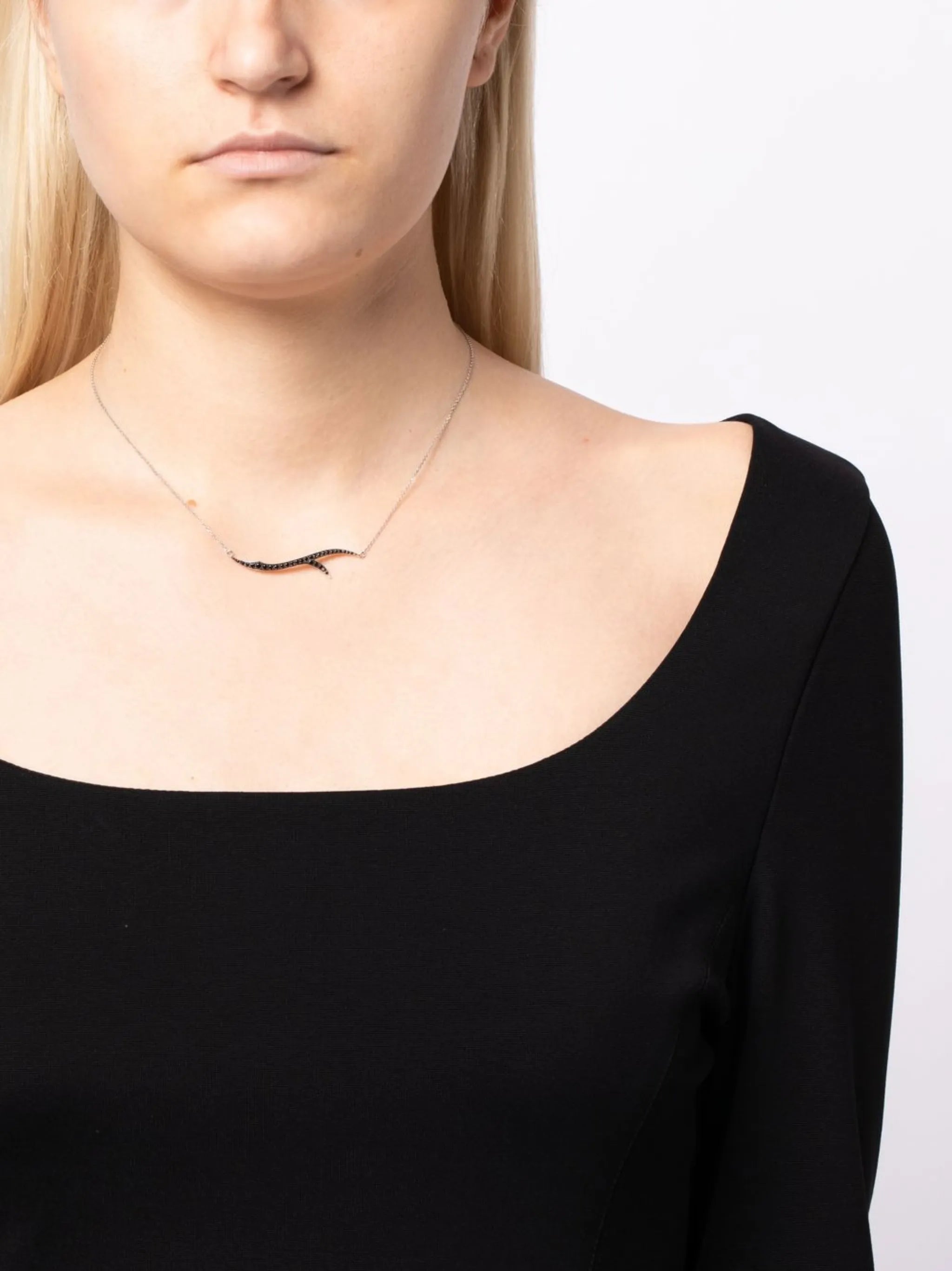 18kt white gold Stem diamond necklace