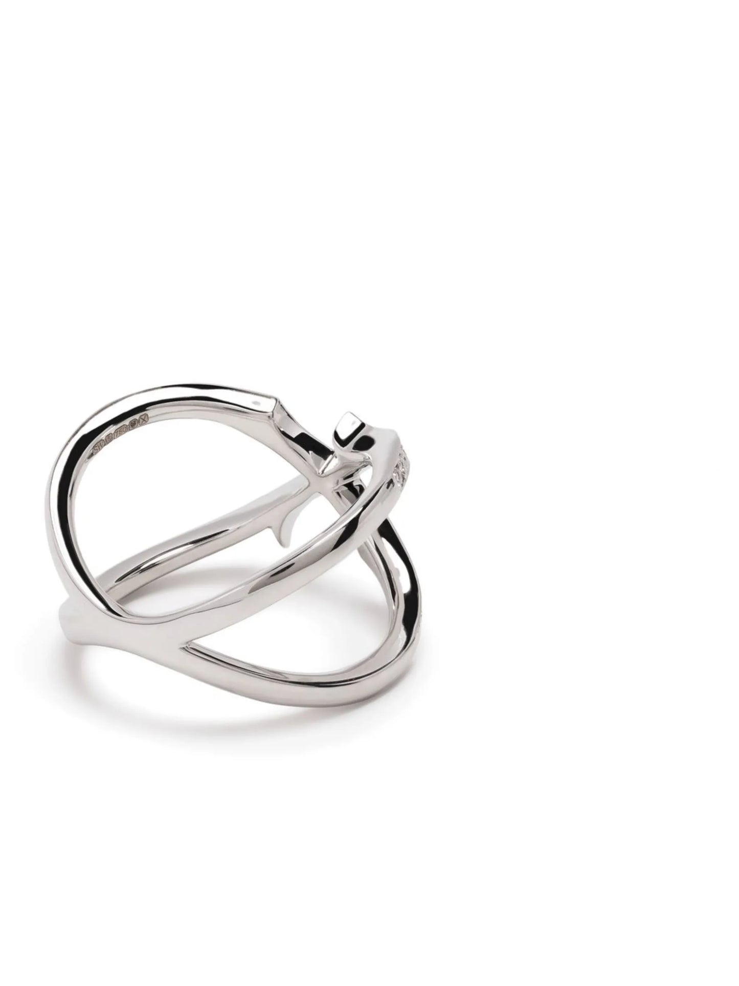 18kt white gold Stem Crossover diamond ring