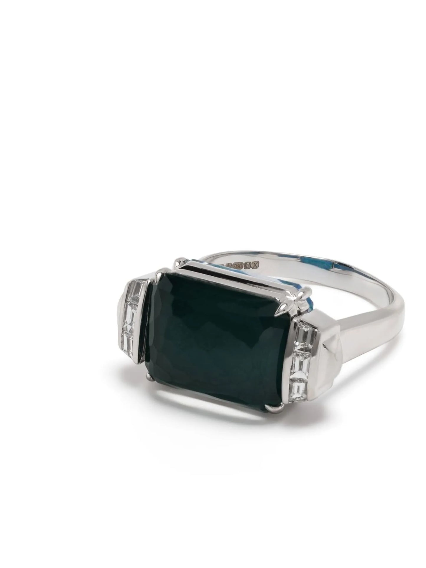 18kt white gold Deco Wide Twister turquoise diamond ring